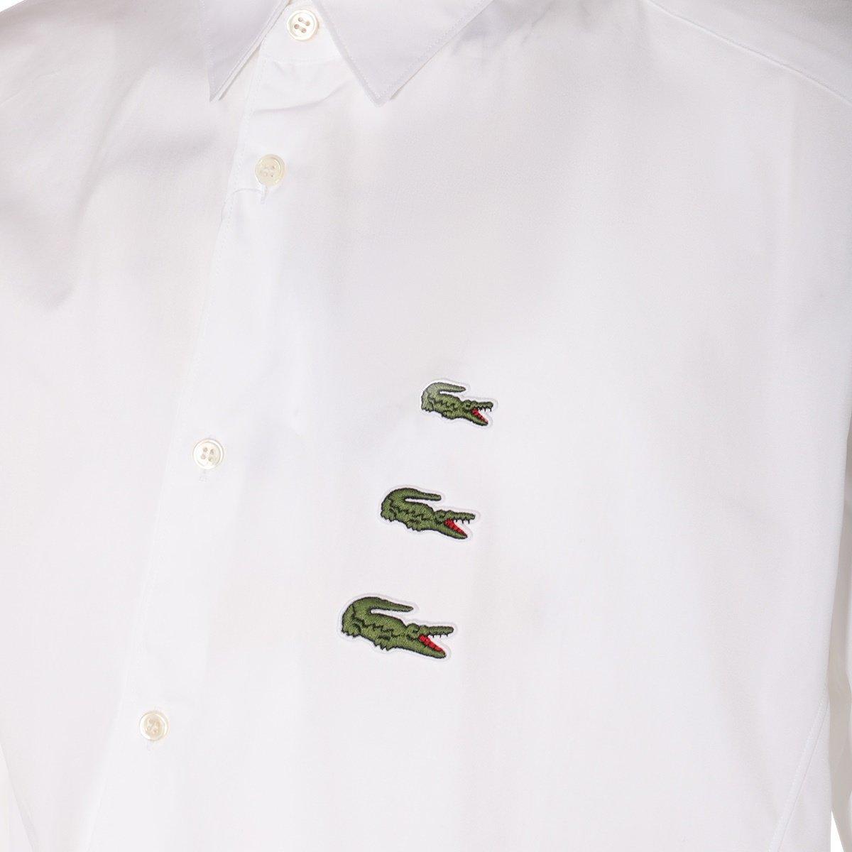 Shop Comme Des Garçons X Lacoste Logo Embroidered Buttoned Shirt In White