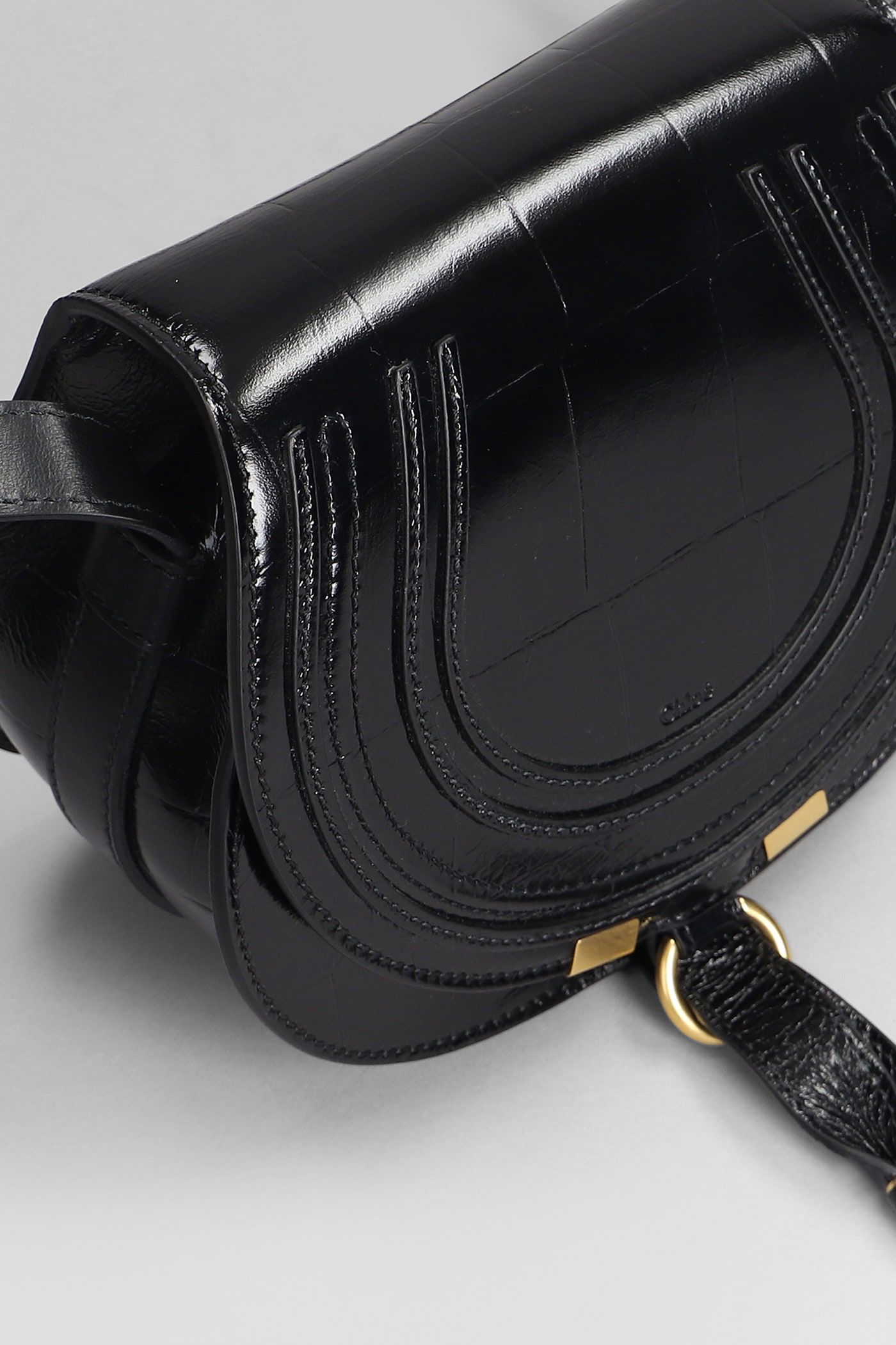 Chloé Marcie Shoulder Bag In Black Leather In Black