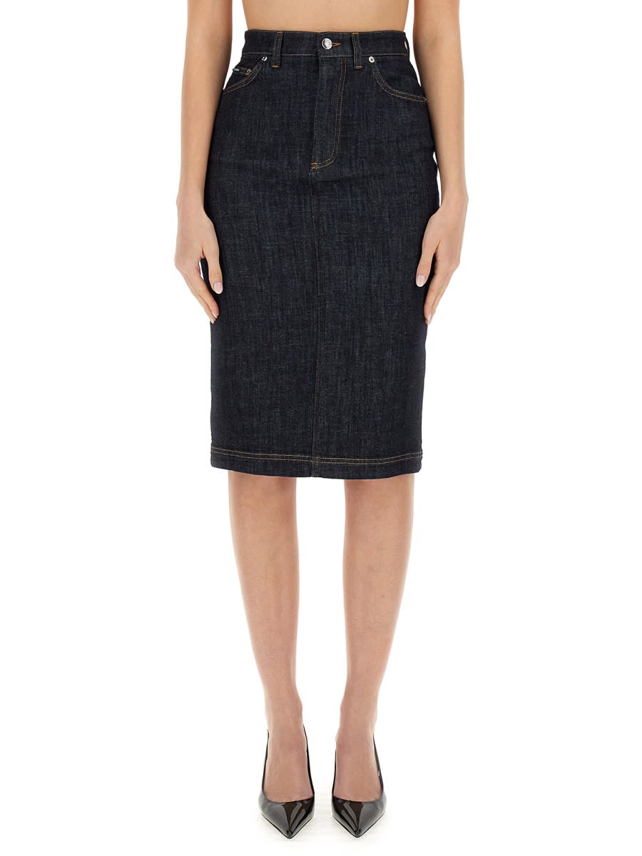 Shop Dolce & Gabbana Midi Skirt In Denim
