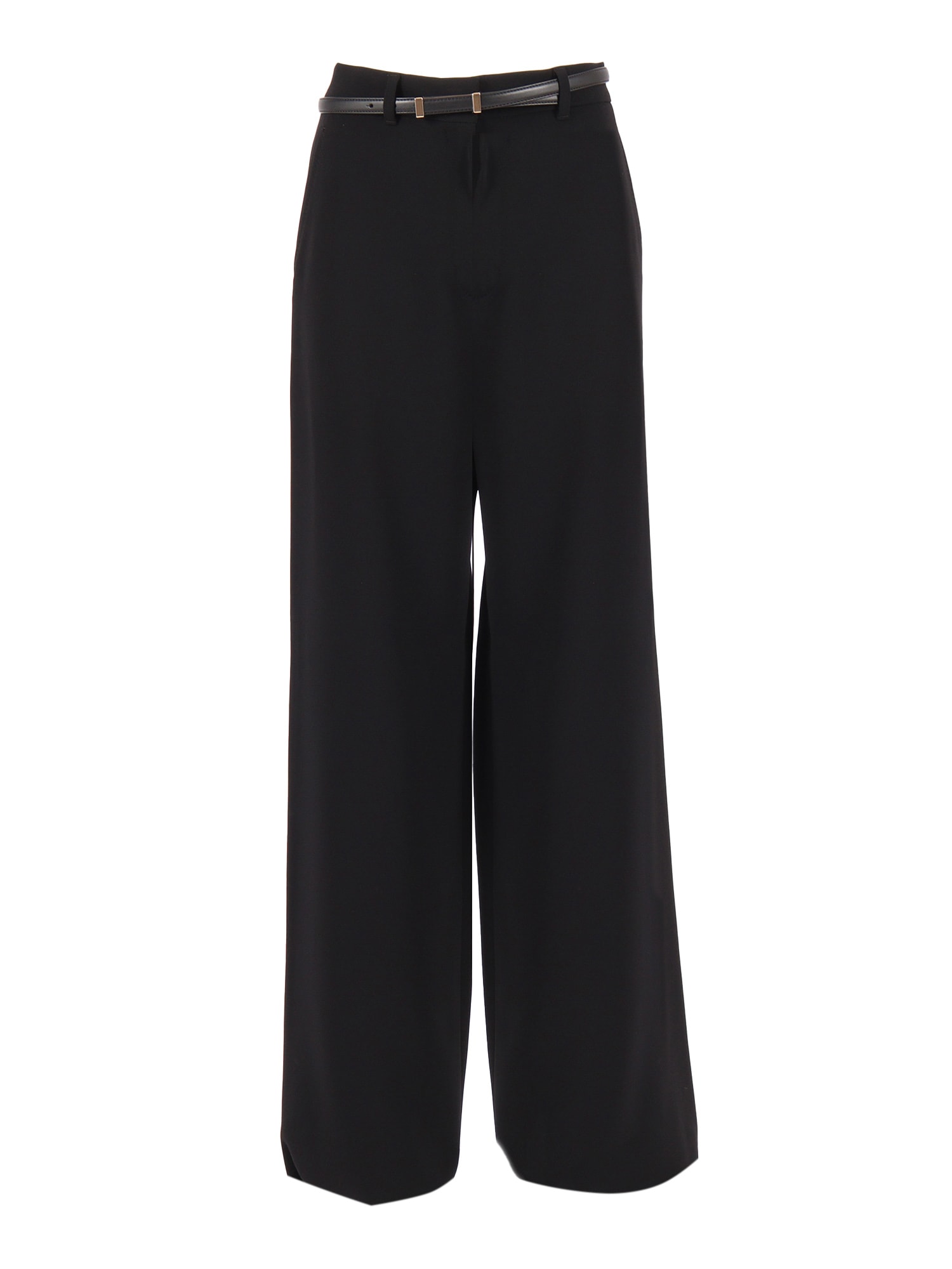 Max Mara Jez Wide-leg Cady Trousers With Belt In Black