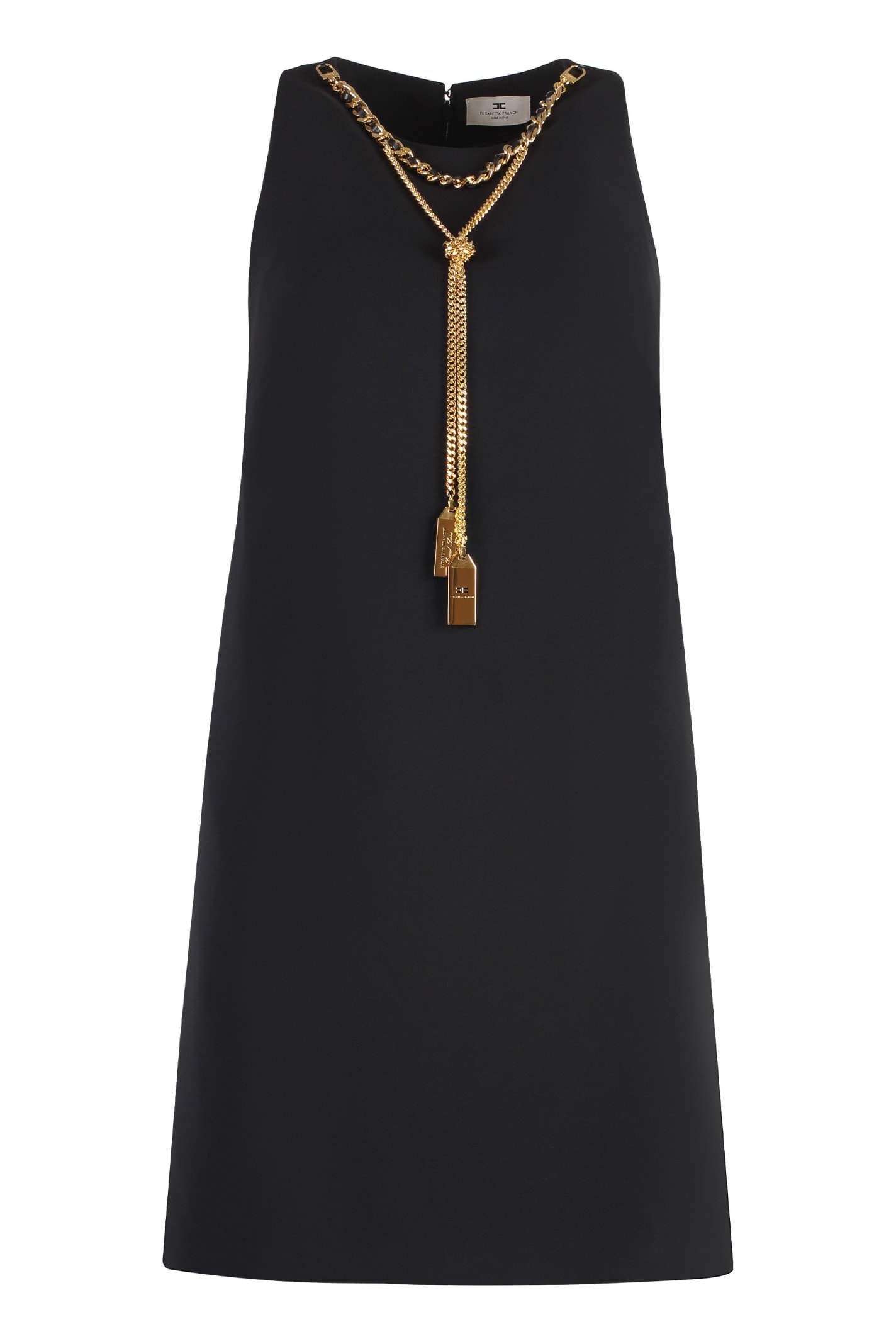 Shop Elisabetta Franchi Crepe Mini Dress In Black