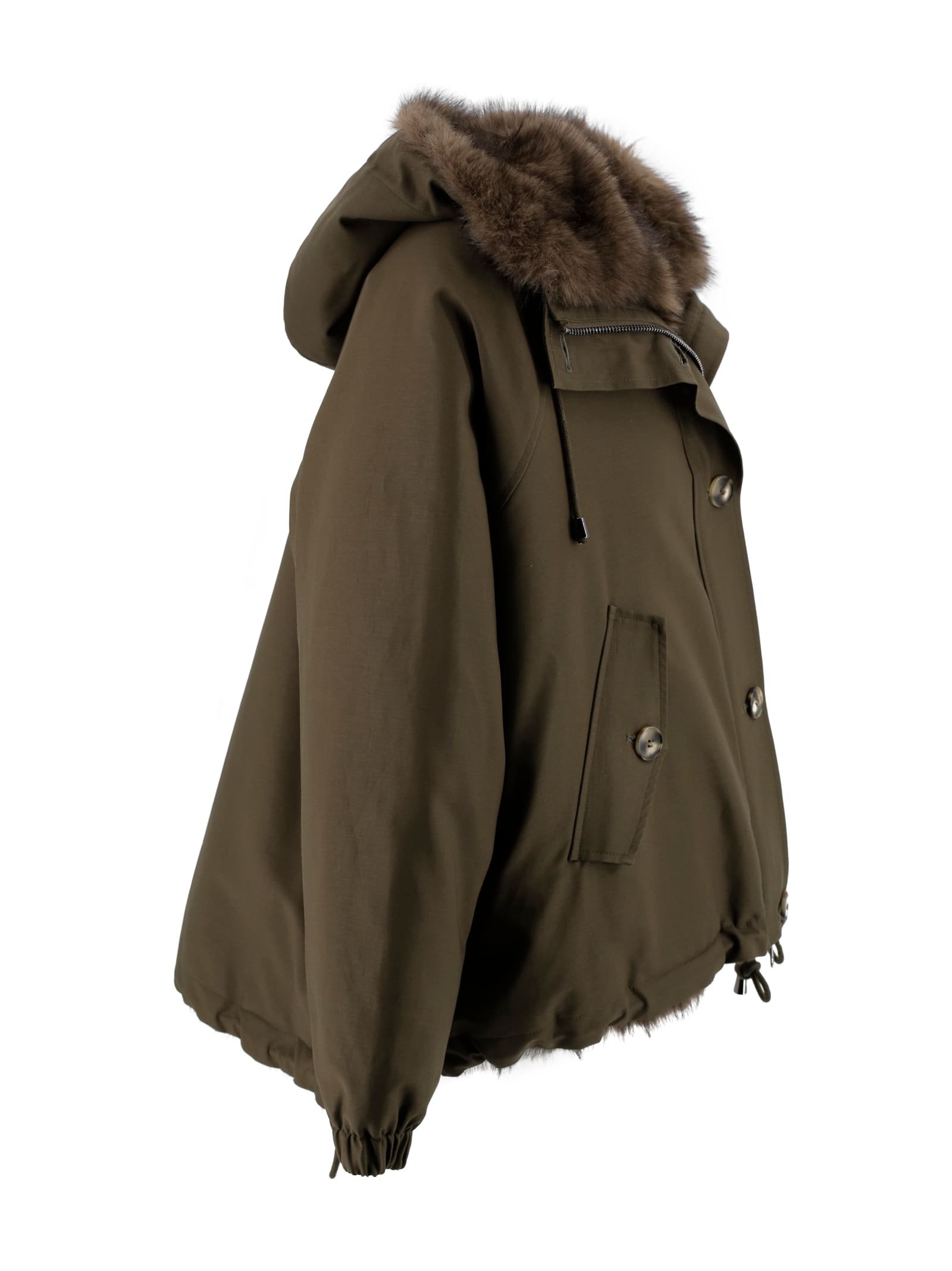 Valentini 1972 Parka With Hood And Faux Fur Lining. In Green
