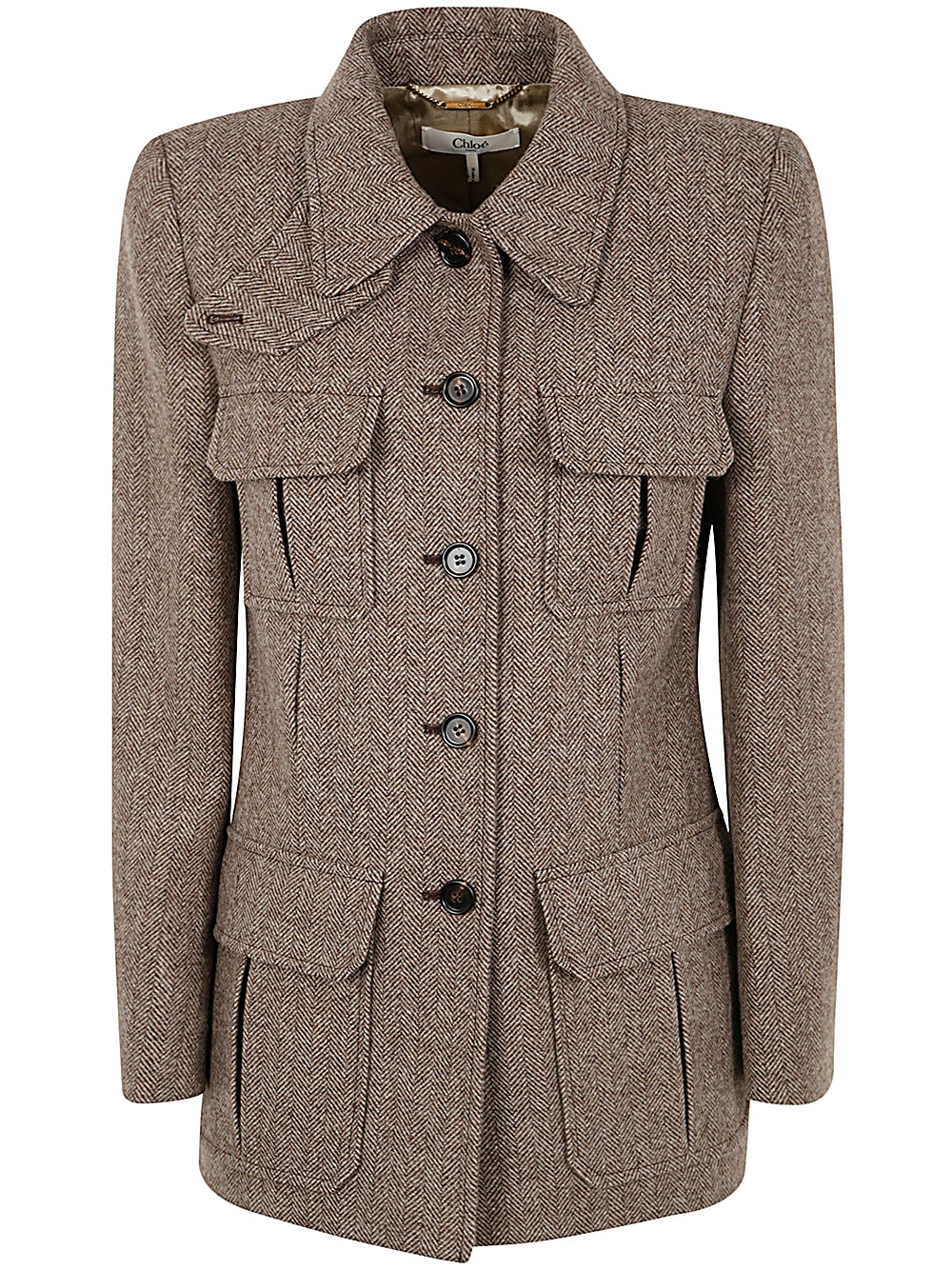 Shop Chloé Pocket Jacket In Somber Brown