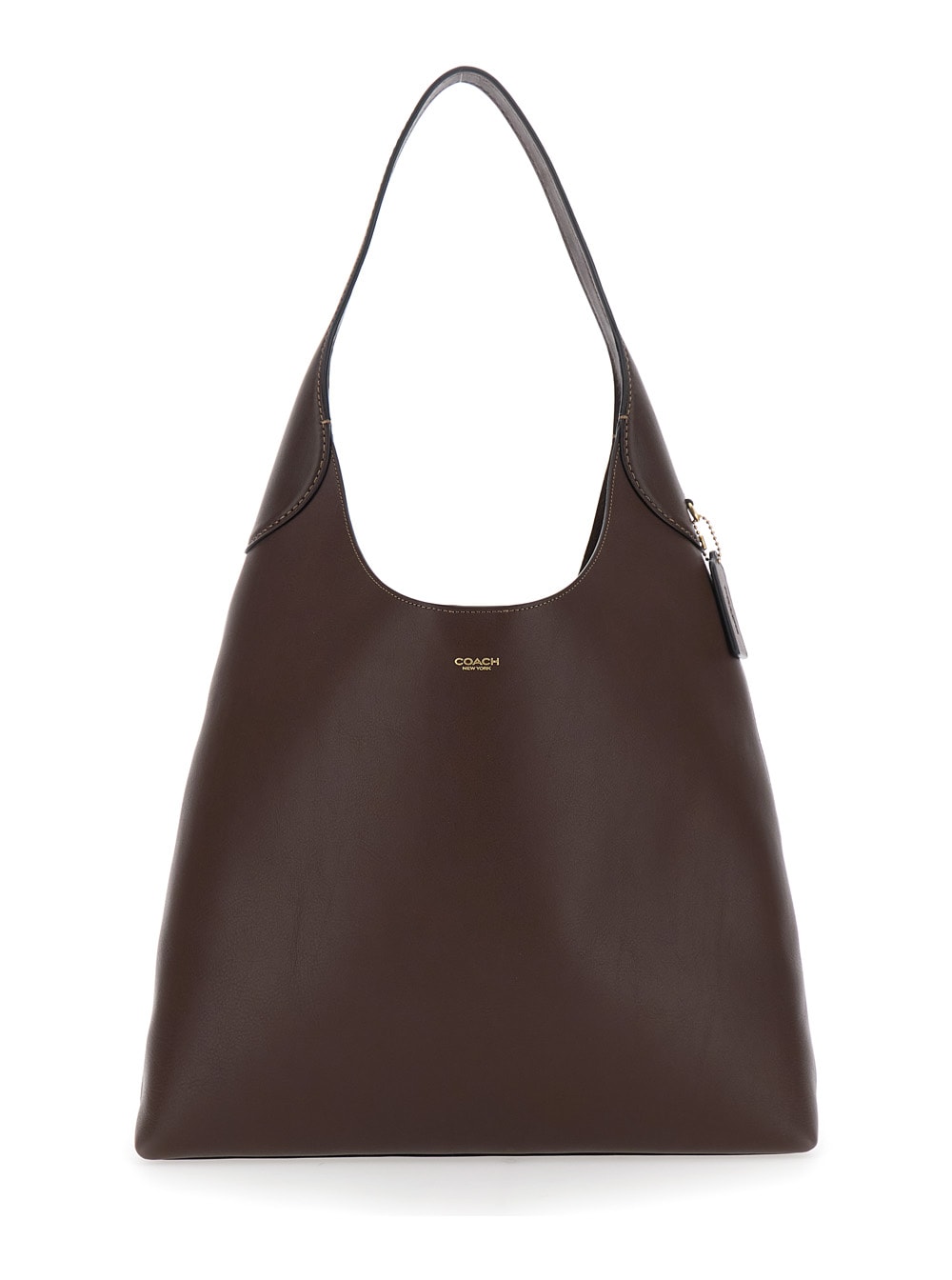 Coach Brooklyn Brown Shoulder Bag With Logo Lettering On The Front In Leather Woman