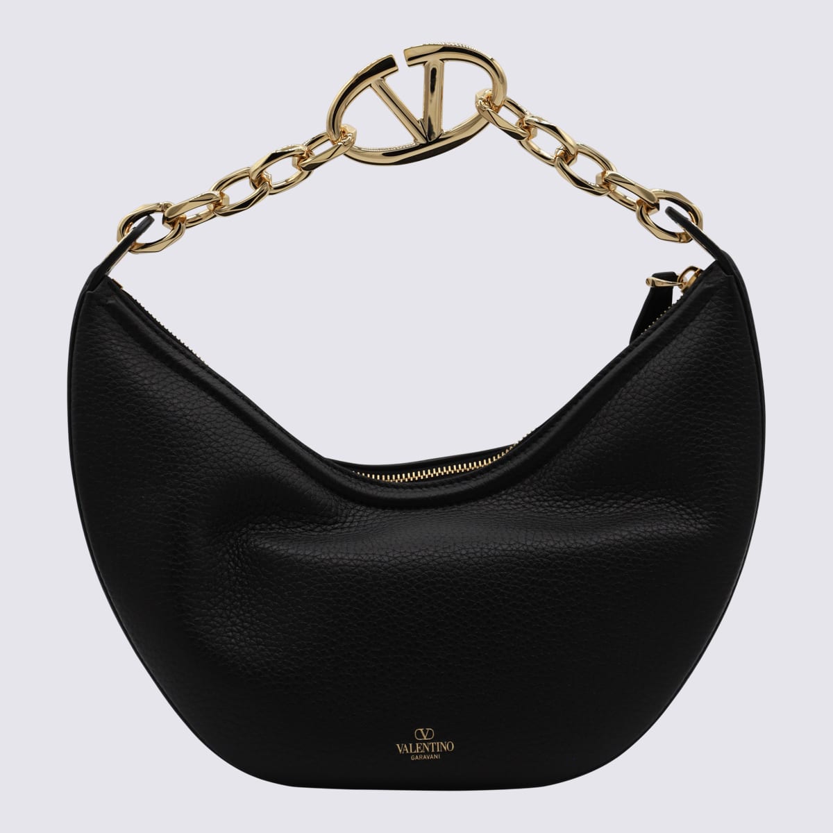 Shop Valentino Black Leather Moon Shoulder Bag