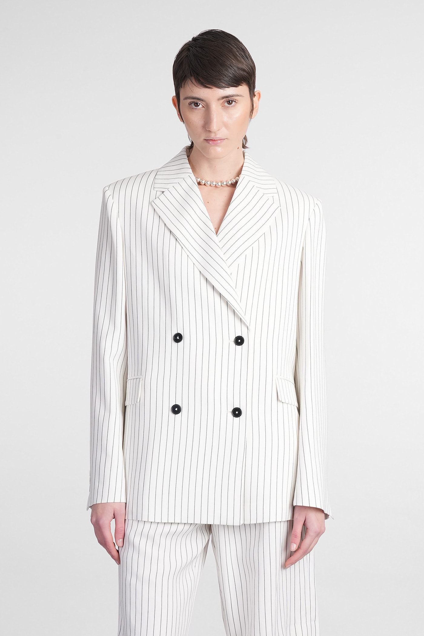 Fedora Blazer In White Viscose