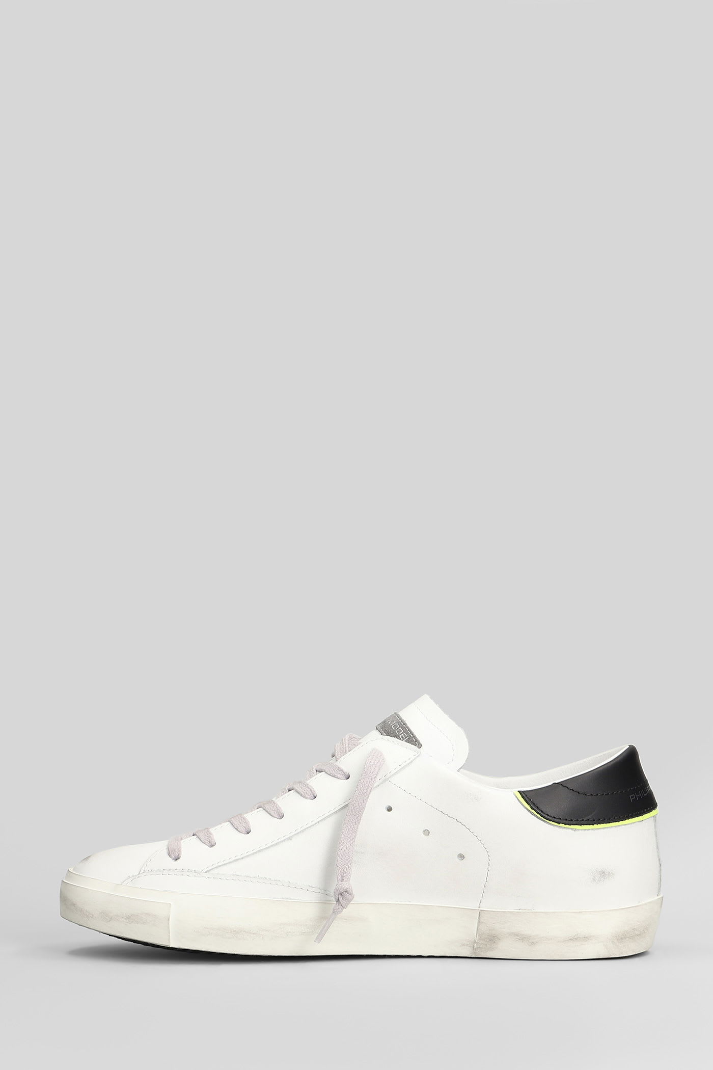 Philippe Model Prsx Low Sneakers In White Leather In Animal Print
