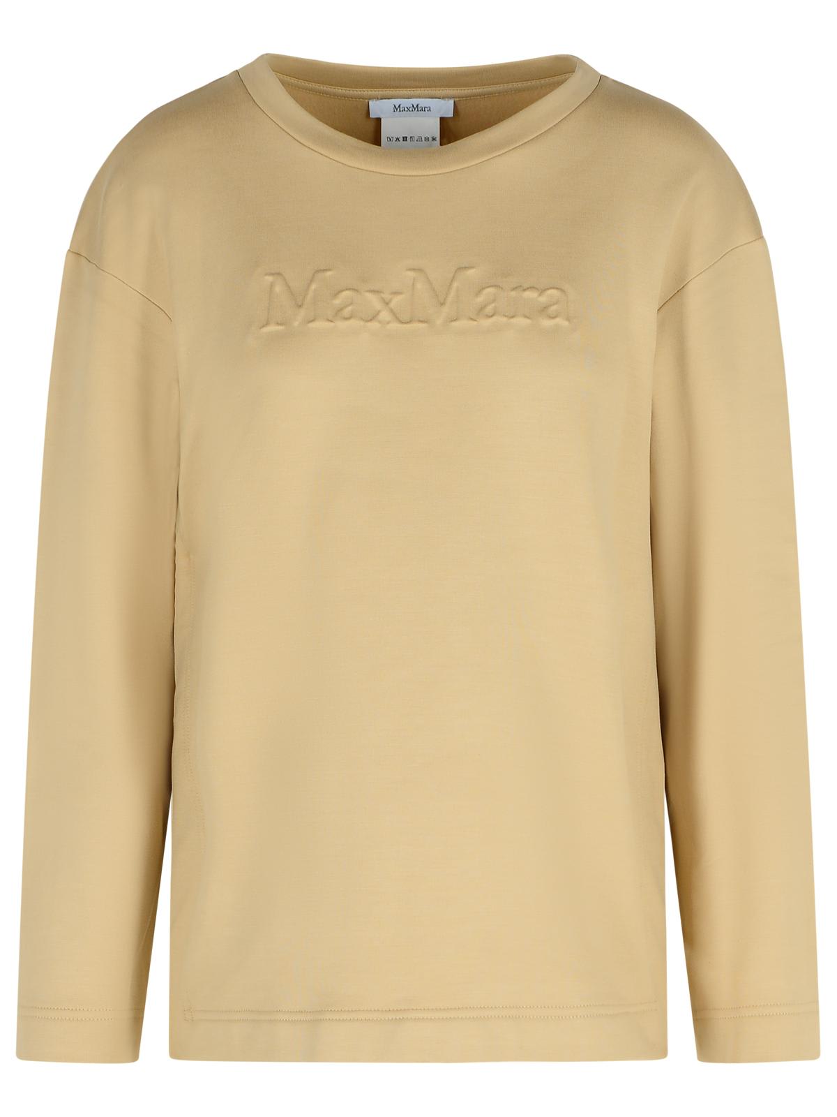 Max Mara Berma Sweatshirt In Silk And Caramel Cotton In Brown