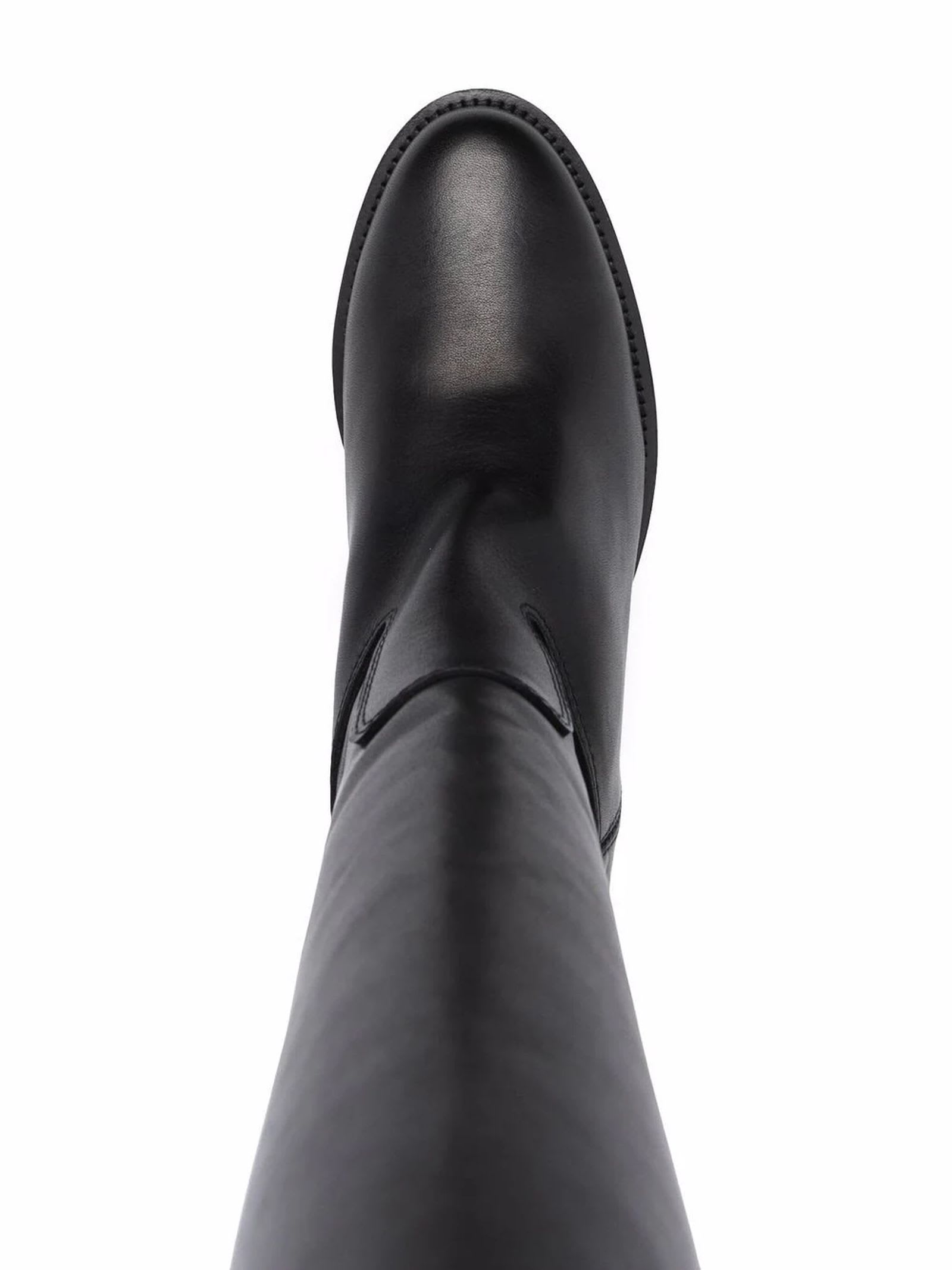 Shop Via Roma 15 Black Leather Knee-length Boots