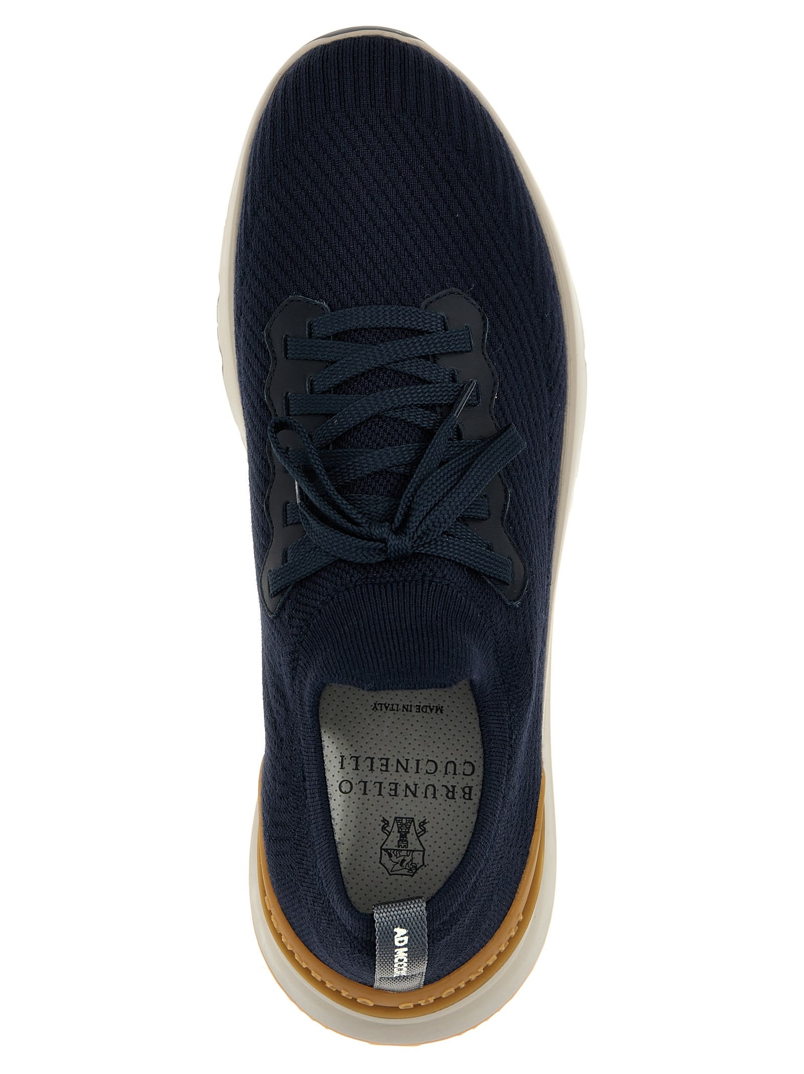 Shop Brunello Cucinelli Knitted Sneakers In Blue