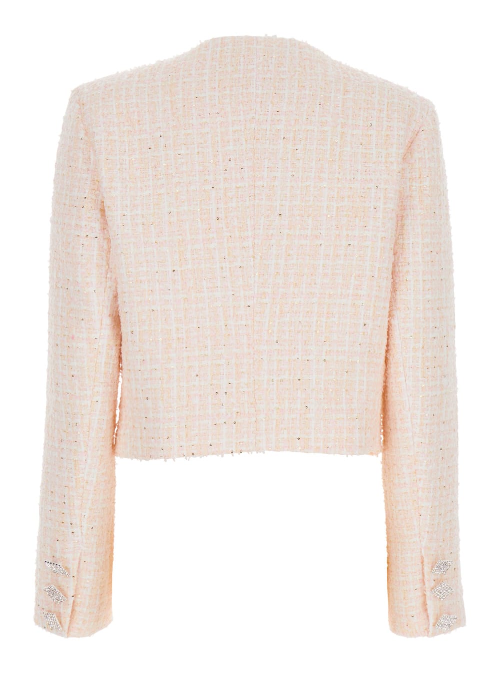 Shop Rotate Birger Christensen Boucle Cropped Jacket In Fairy Tale