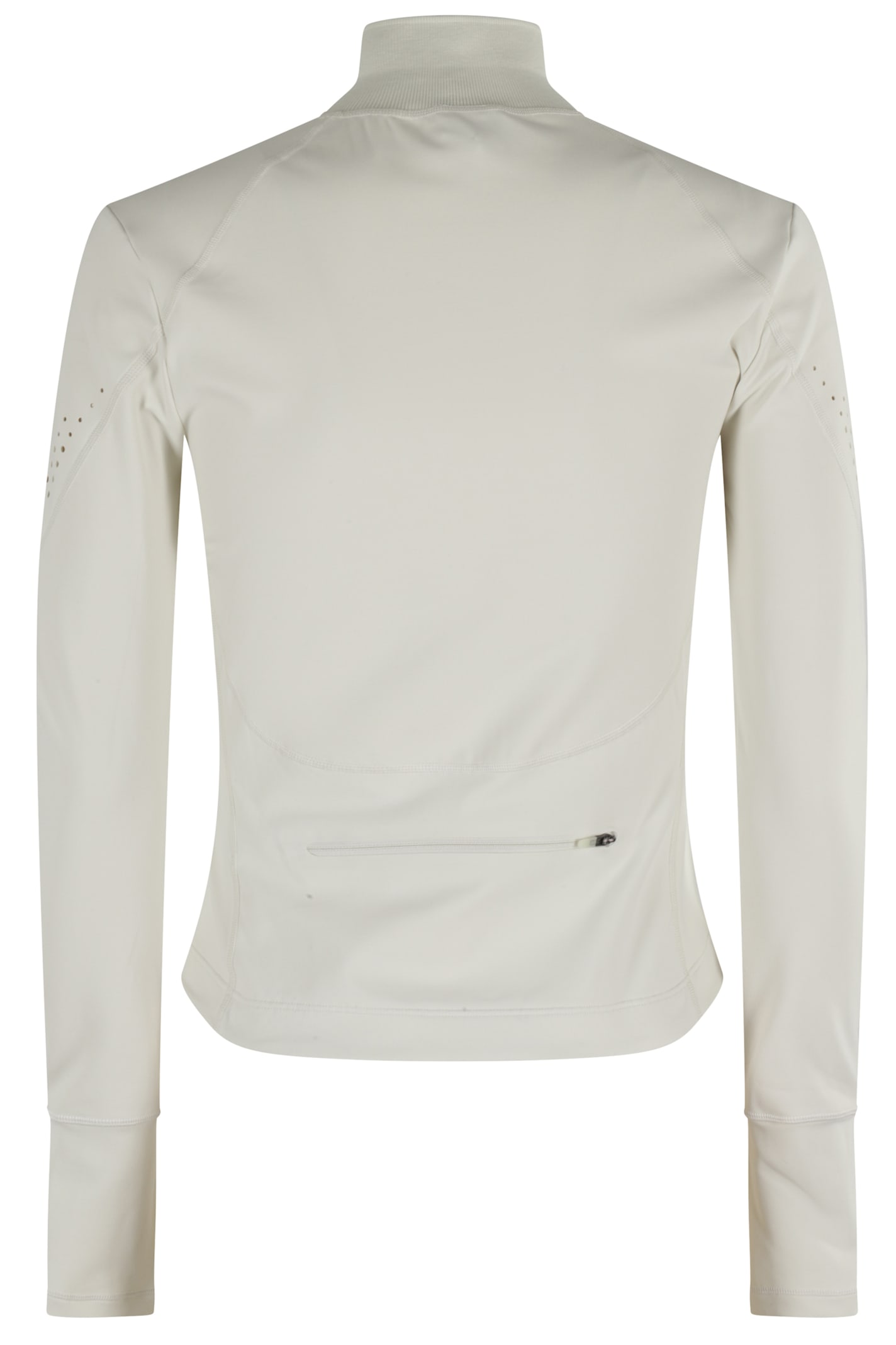 Adidas By Stella Mccartney High-collar Activewear Top With Thumb Cutouts In White