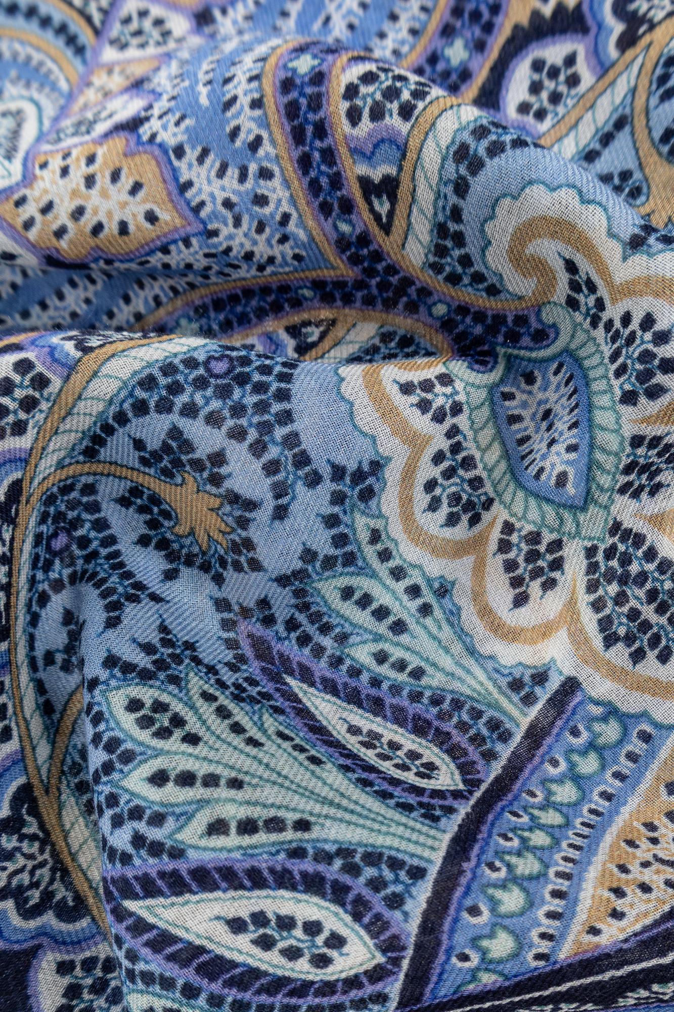 Etro Patterned Cashmere Scarf In Blue