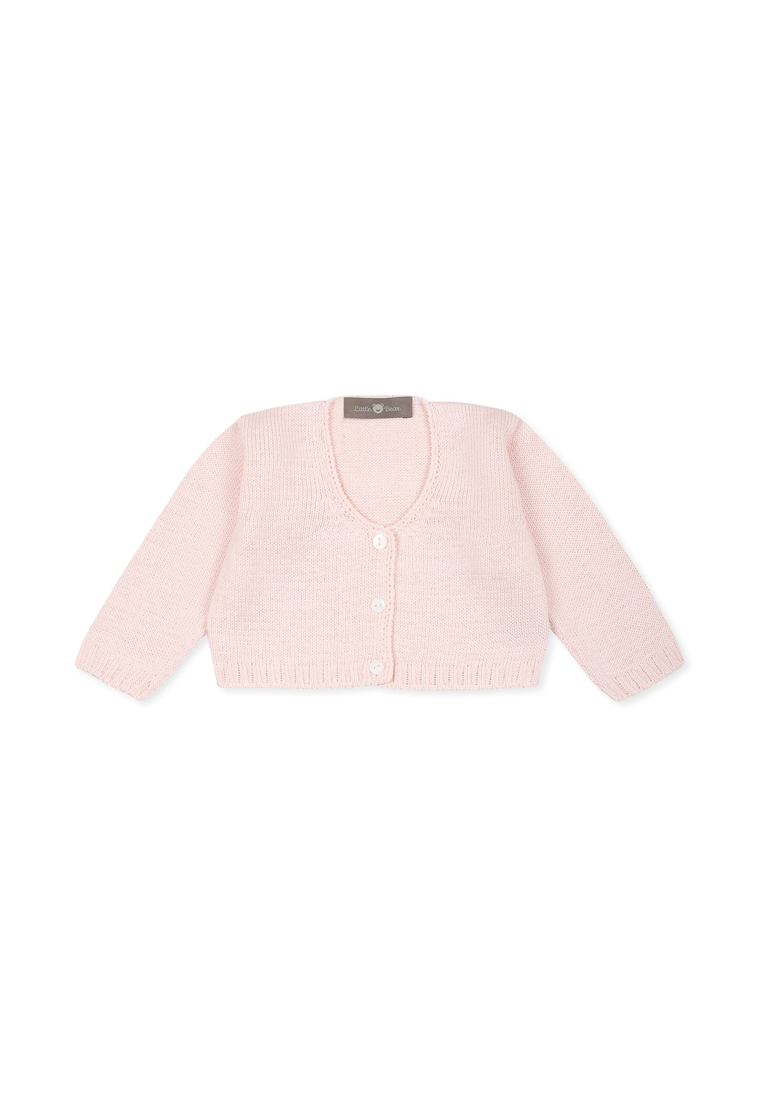 Little Bear Pink Cardigan For Baby Girl In Pink