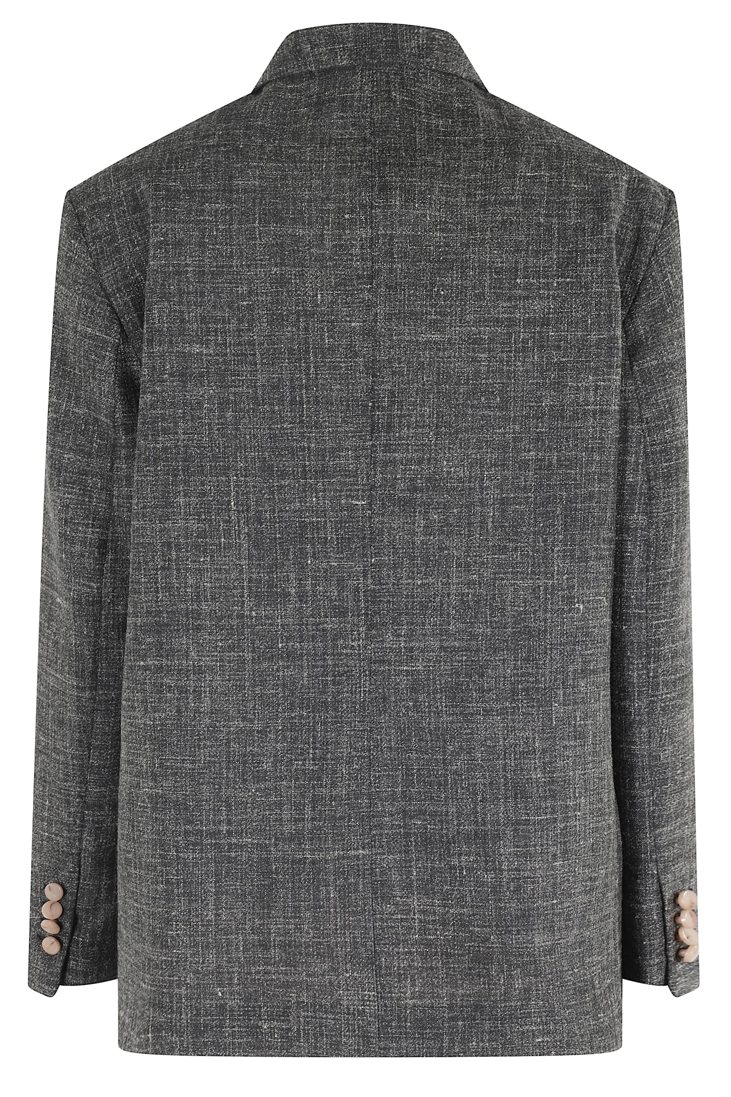 Alysi Mono-breasted Charcoal Blazer With Textured Graniglia Fabric In Multi