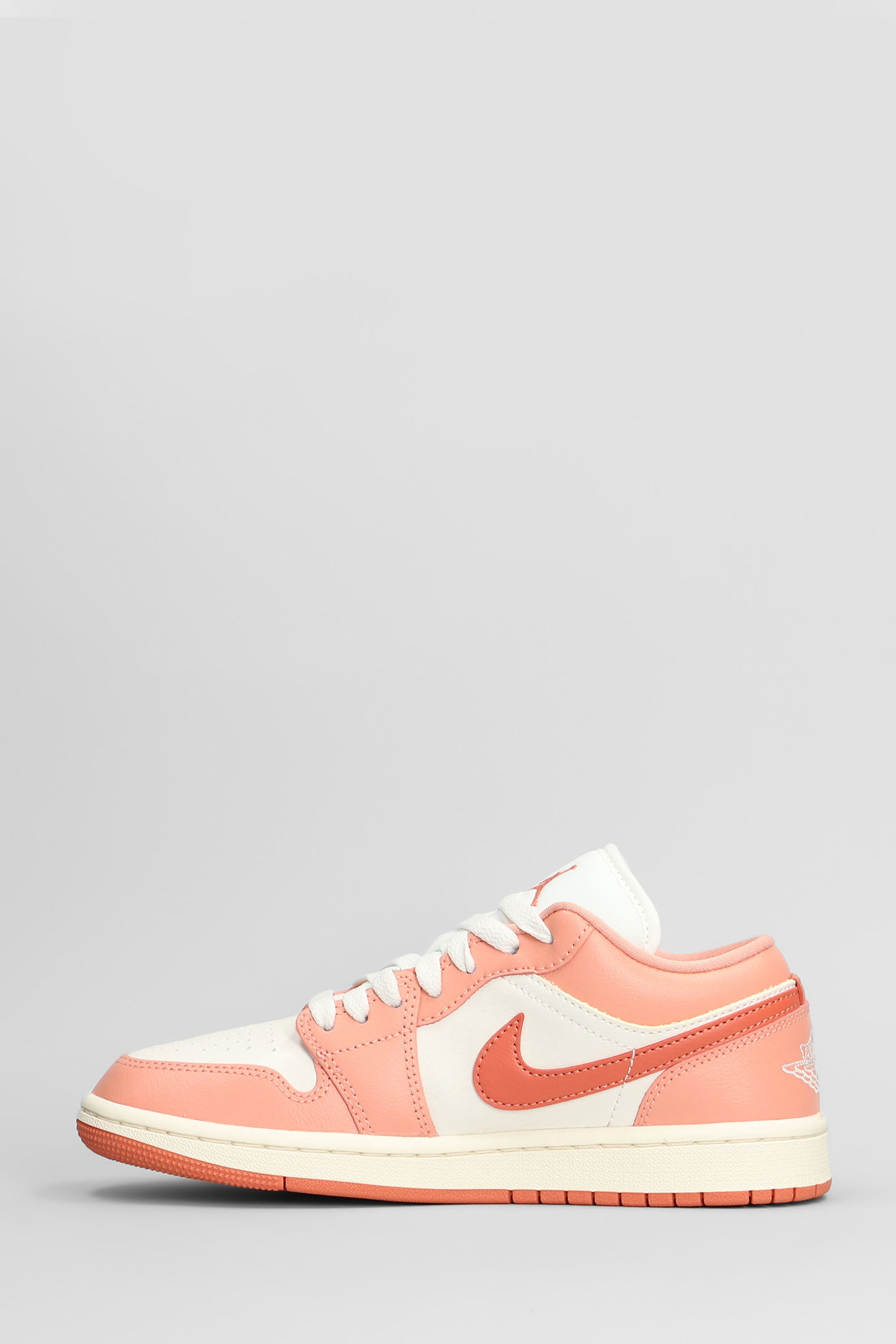 Nike Air Jordan 1 Low Sneakers In White Leather In Pink