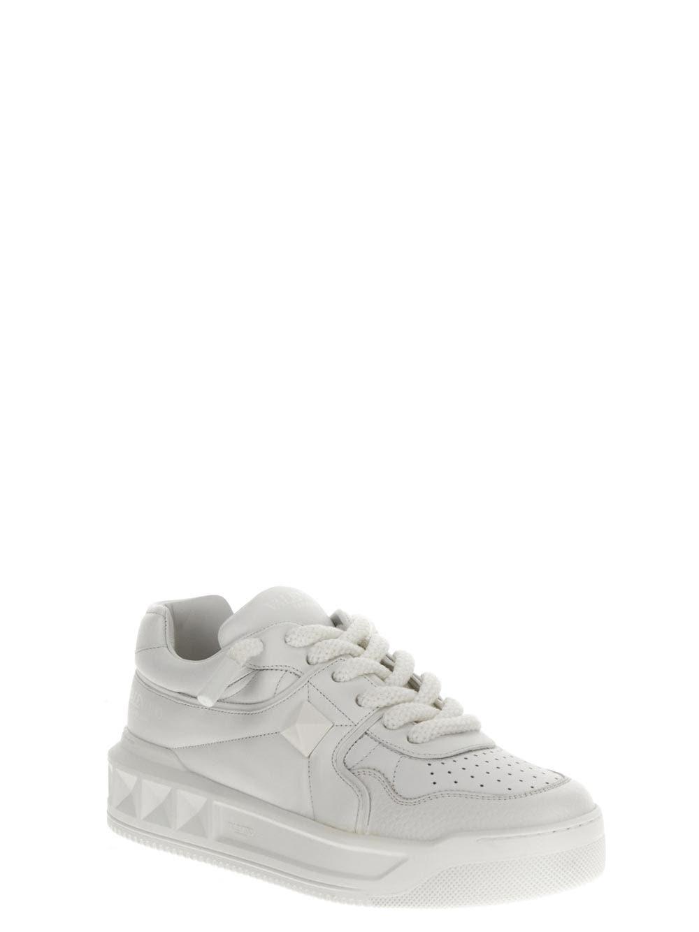 Shop Valentino White Leather Sneakers