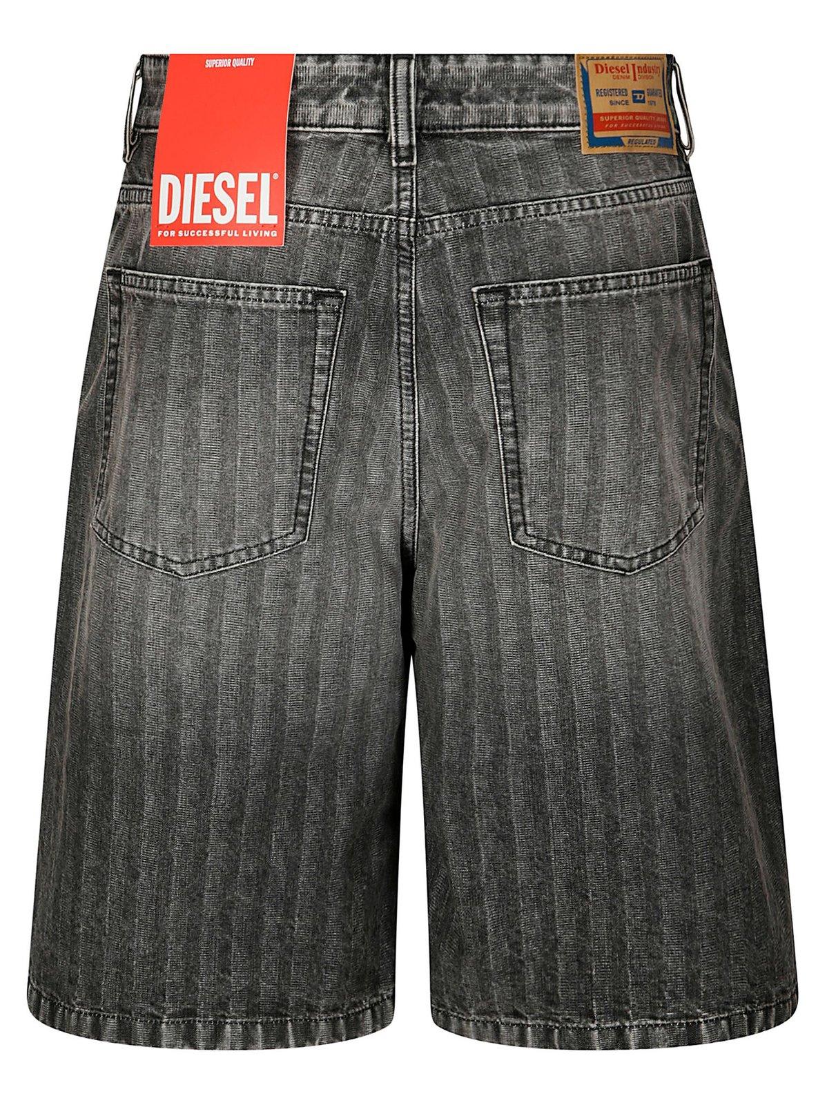 Diesel De-sire-short Herringbone Denim Shorts