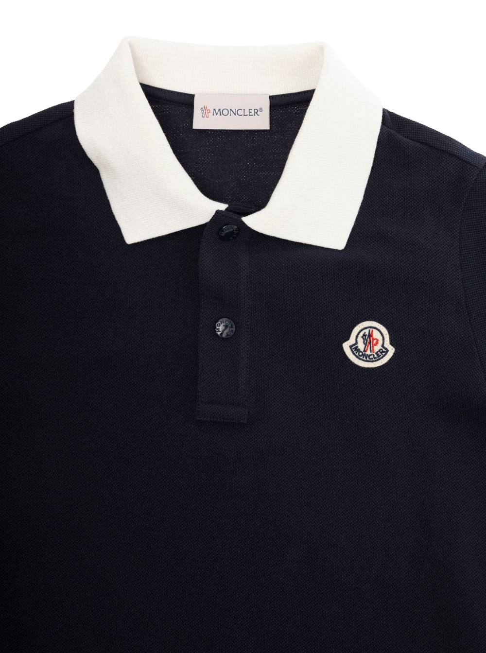 Moncler Logo Patch Cotton Piquet Polo Shirt In Blue