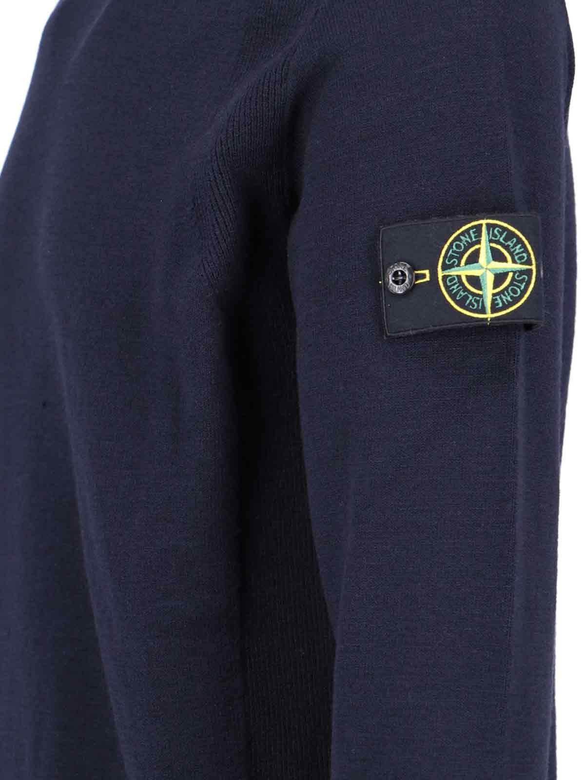 Shop Stone Island Logo Crew Neck Sweater In Blue