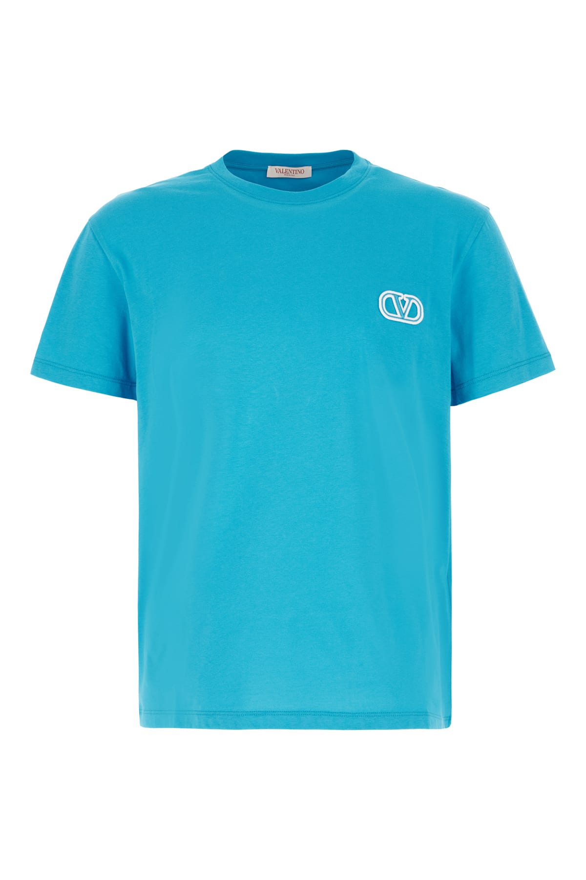 Shop Valentino Fluo Light Blue Cotton T-shirt In Sky Blue