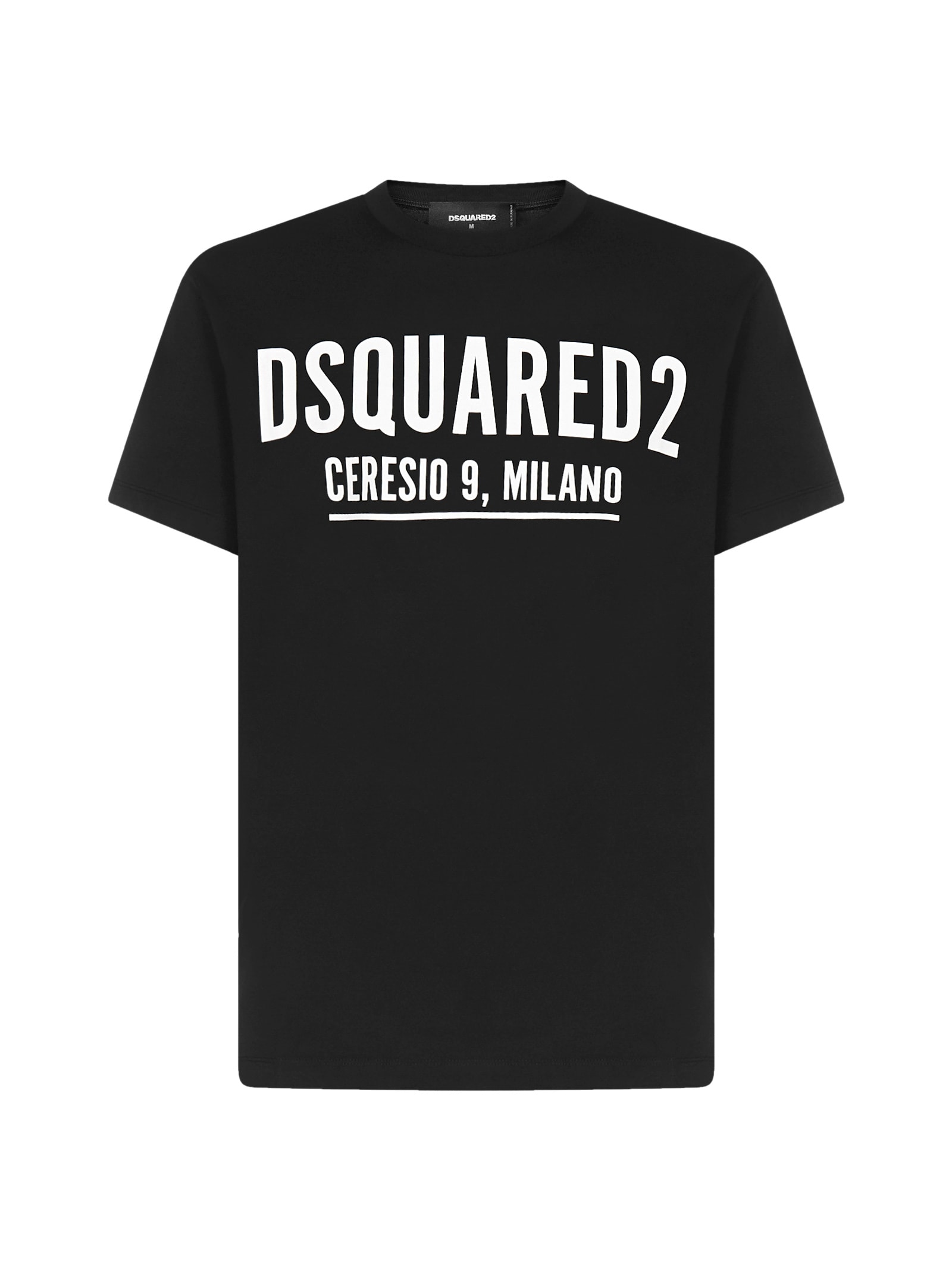 Dsquared2 Black Crewneck T-shirt With Logo Lettering On The Front In Black