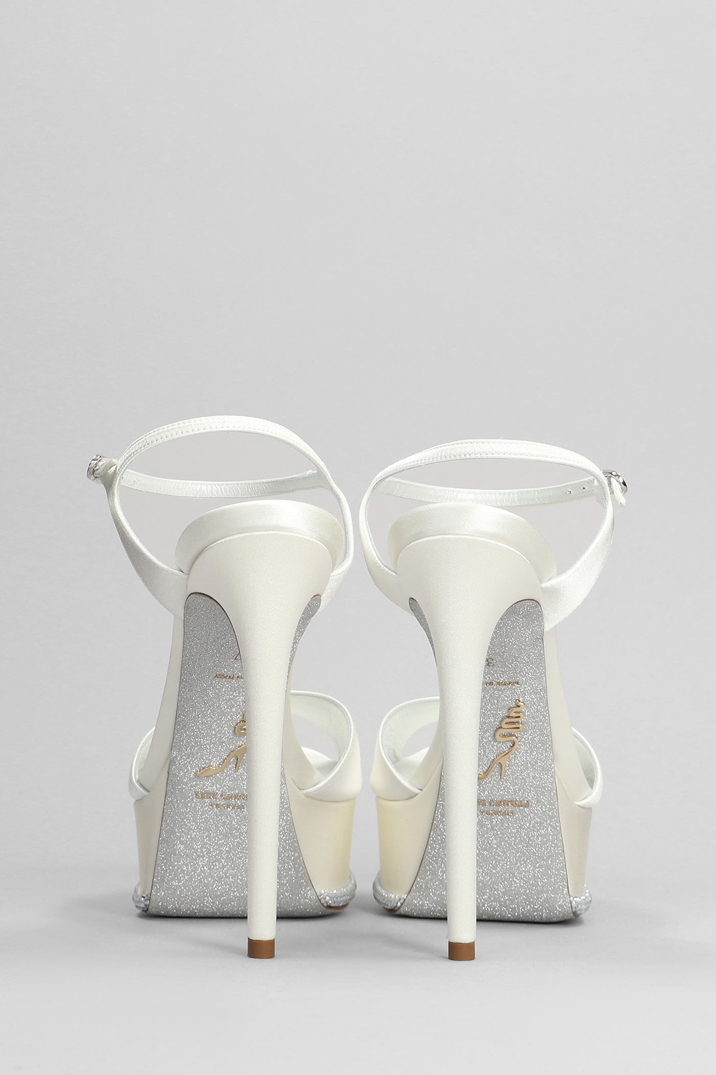 Shop René Caovilla Anastasia Sandals In White Satin