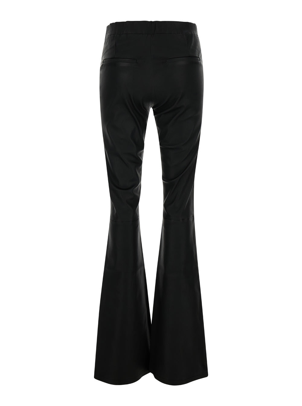 Black Flared Trousers In Leather Woman