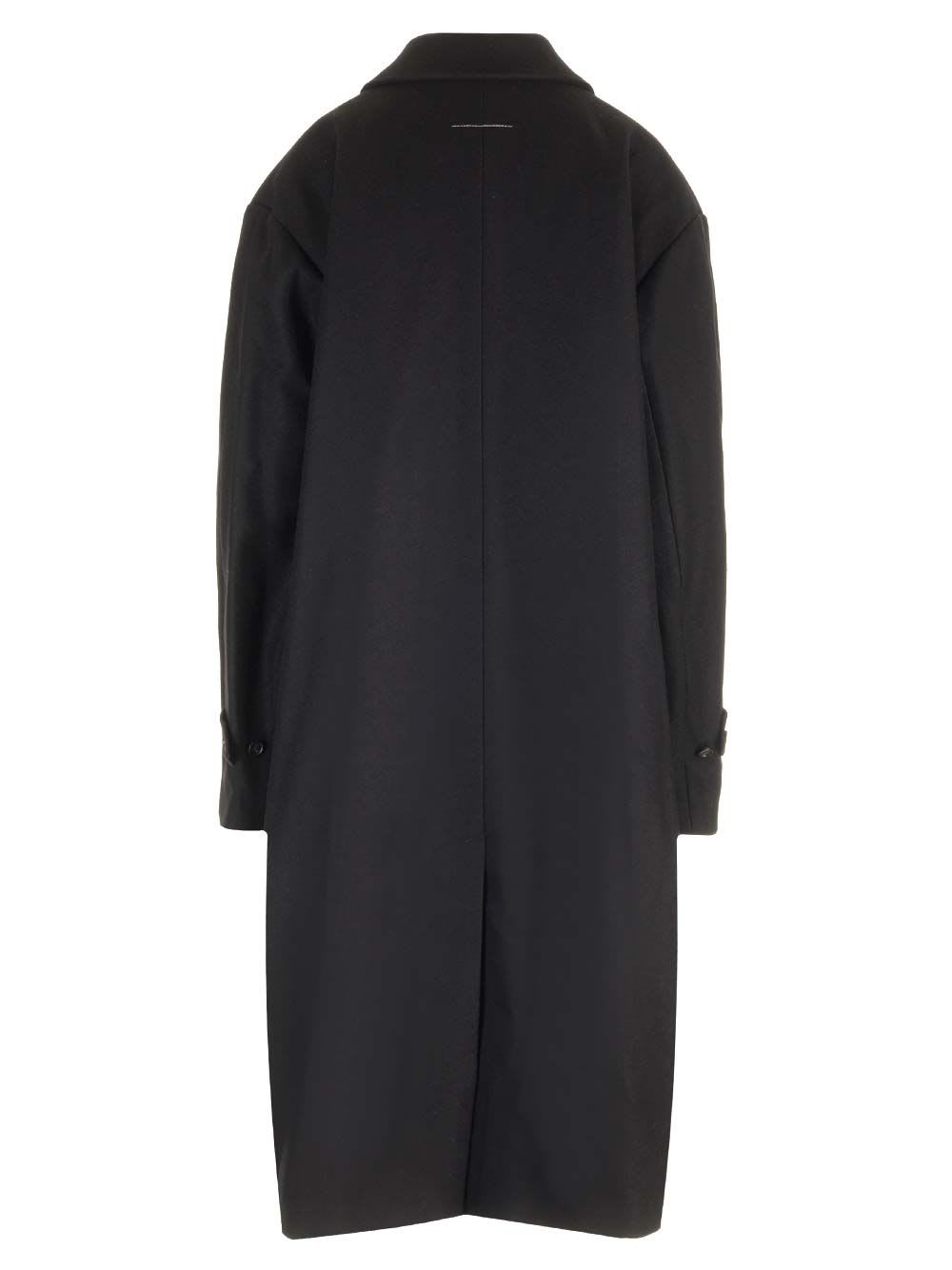 Shop Mm6 Maison Margiela Long Wool Coat In Black