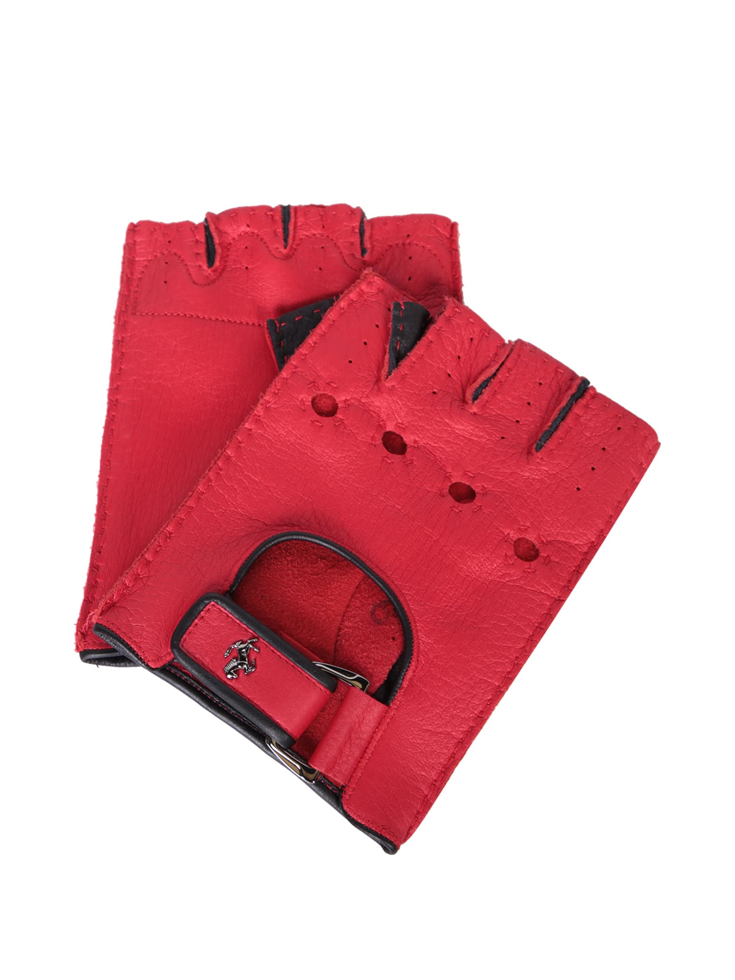 Red Leather Fingerless Gloves