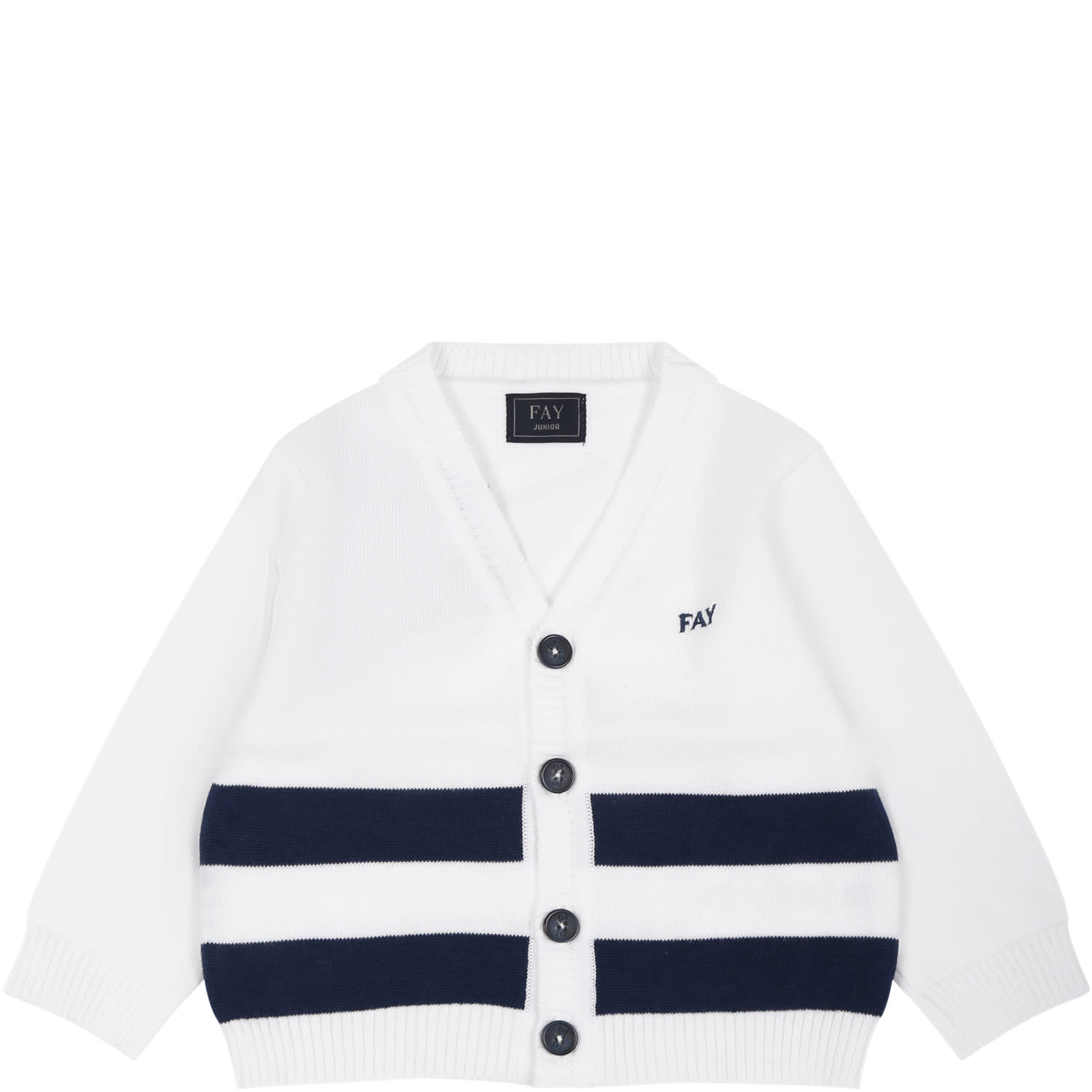 FAY WHITE CARDIGAN FOR BABY BOY WITH LOGO
