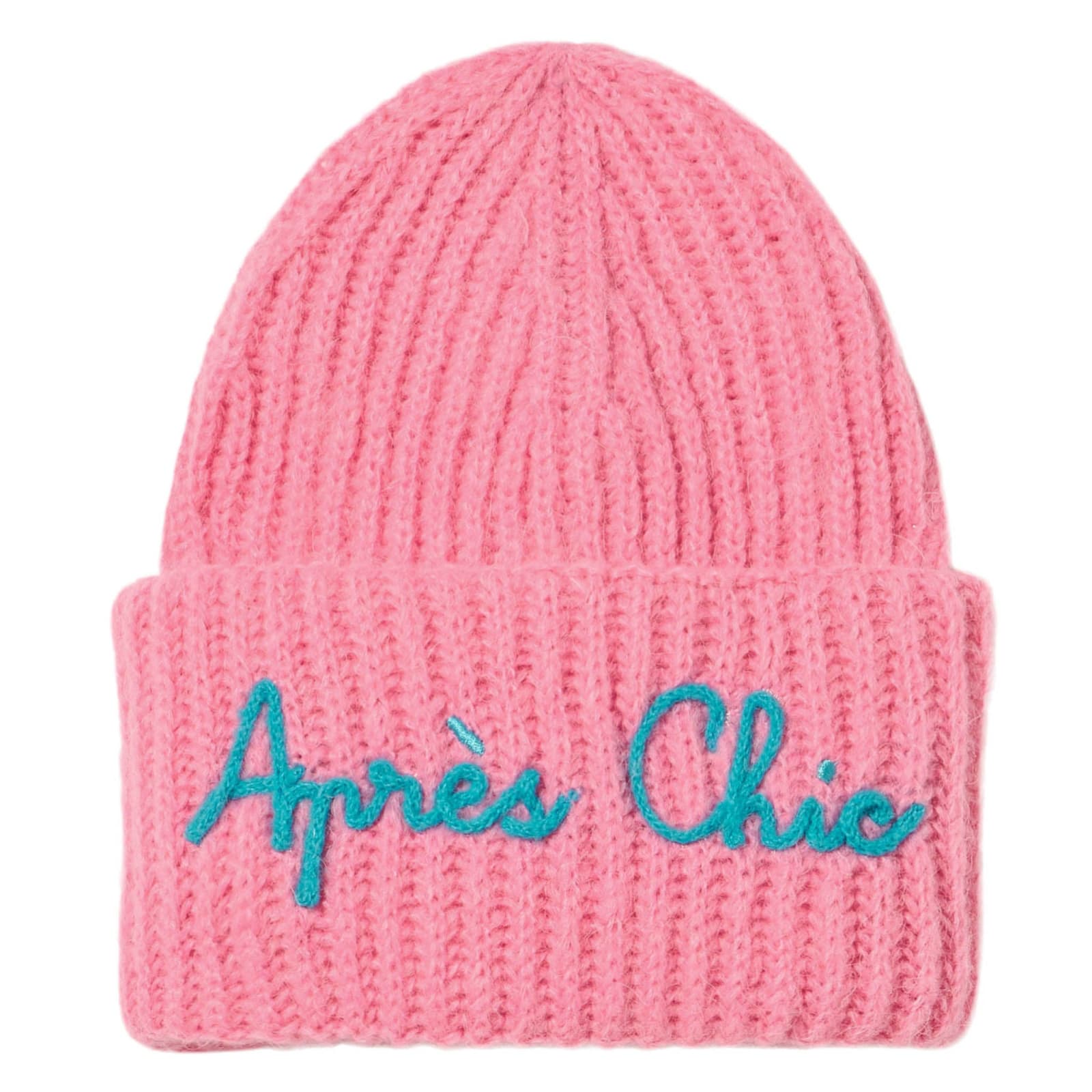 Mc2 Saint Barth Girl Brushed And Ultra Soft Beanie With Apres Chic Embroidery In Pink
