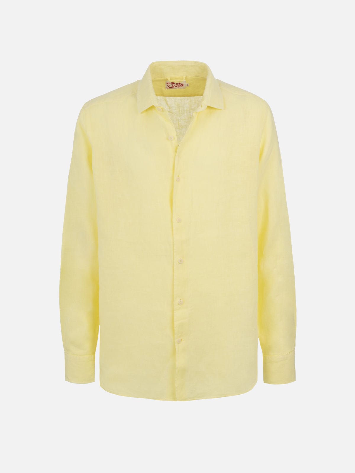 Mc2 Saint Barth Man Pale Yellow Linen Shirt Pamplona In Yellow