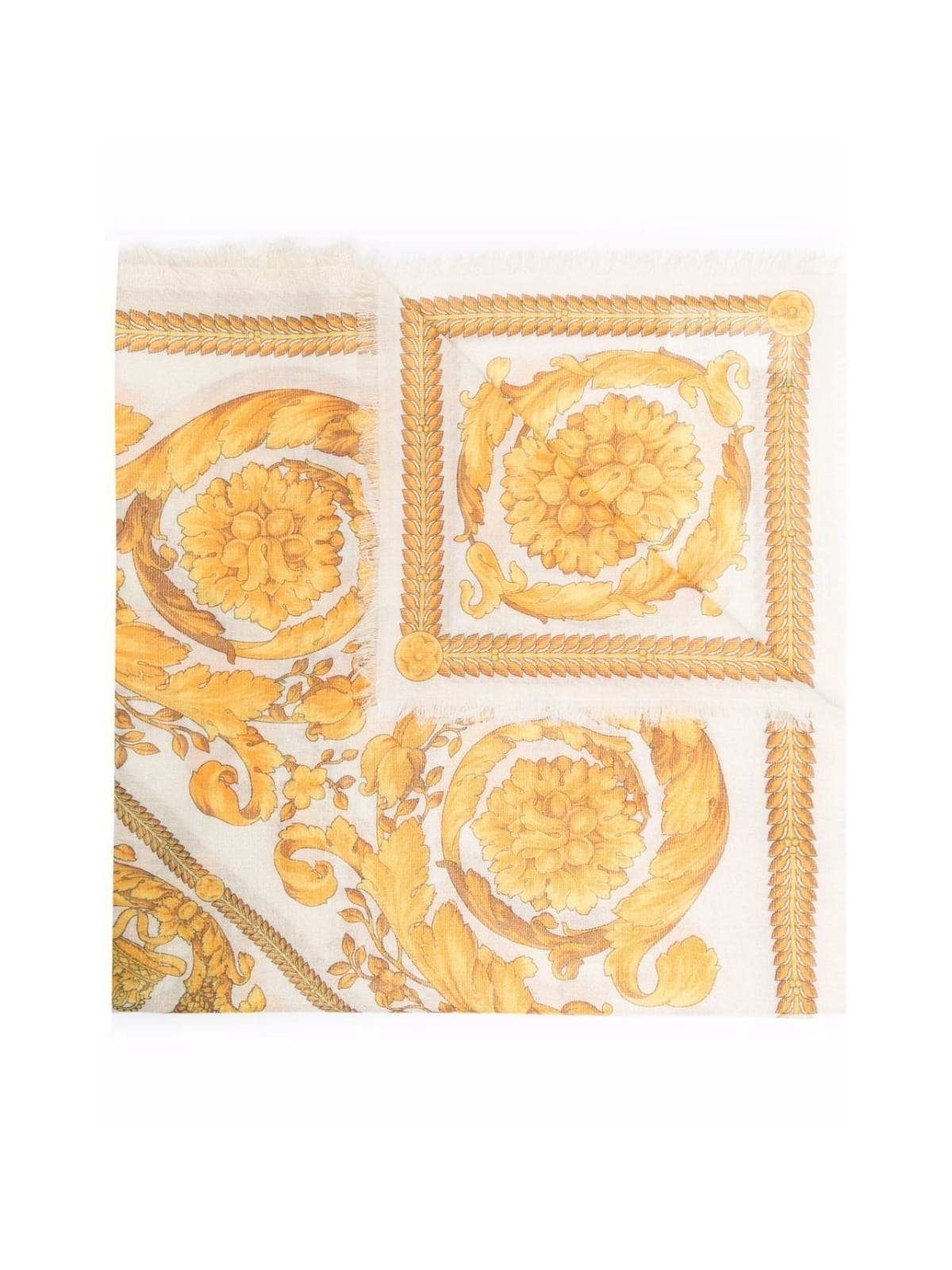 VERSACE BAROQUE PRINTING WHITE SCARF,1001599.1A01300 5W050 WHITE GOLD