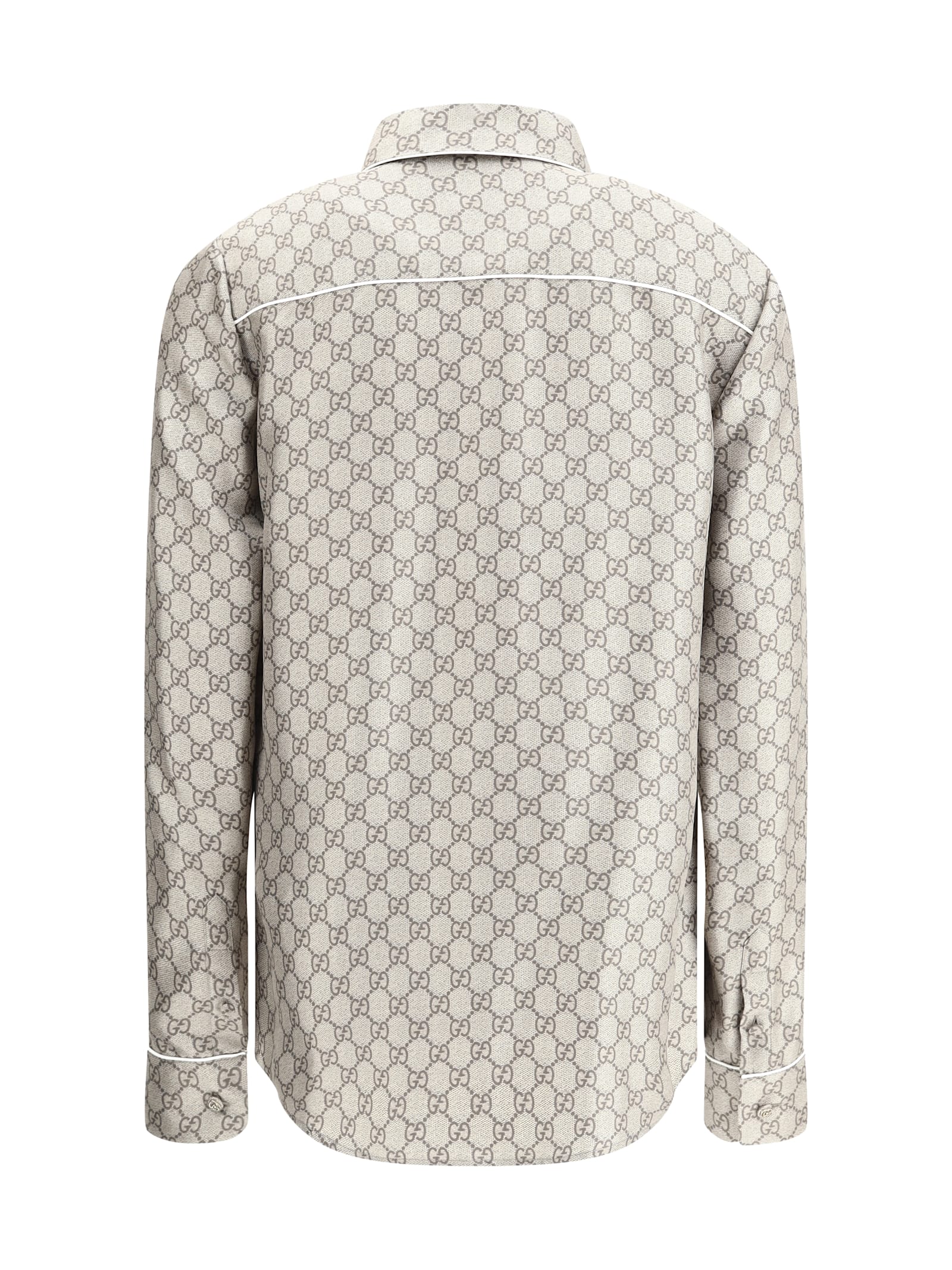Gucci Gg Patterned Shirt In Camel/ebony/mc