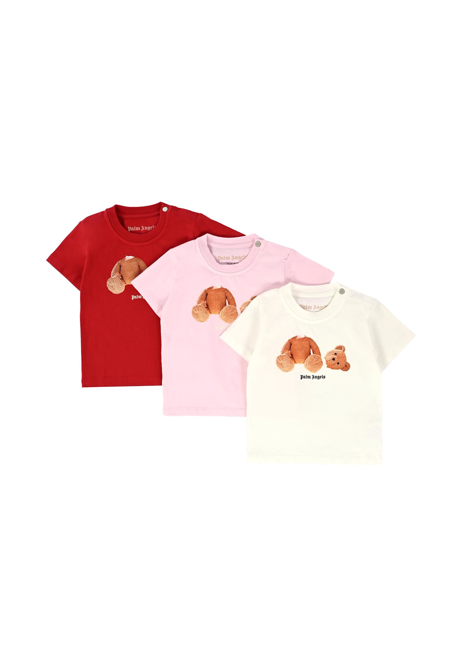 Palm Angels Multicolor T-shirt For Baby Girl With Bear In Multi