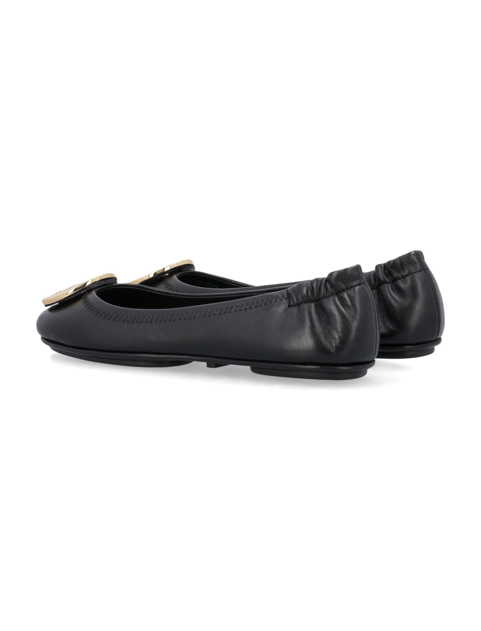 Shop Tory Burch Minnie Travel Ballet In Perfect Black / Gold