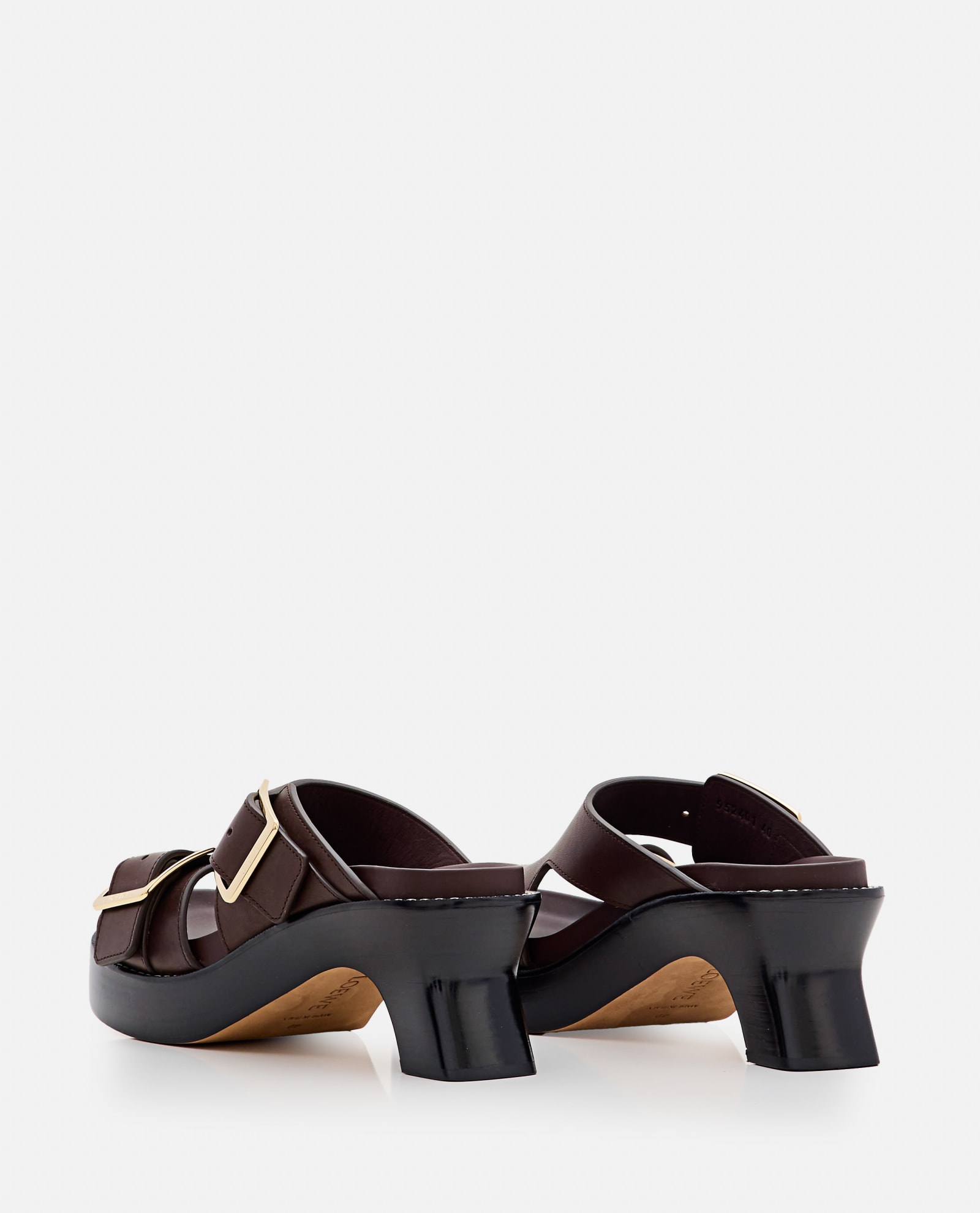 Shop Loewe Buckle Detailed Open Toe Sandals In Brown