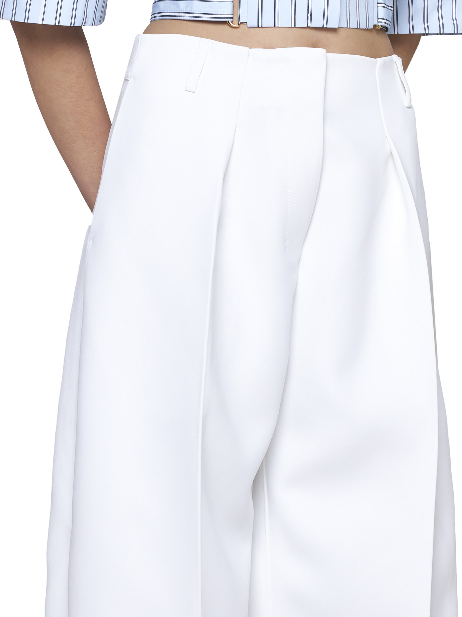 Shop Jacquemus Pants In White