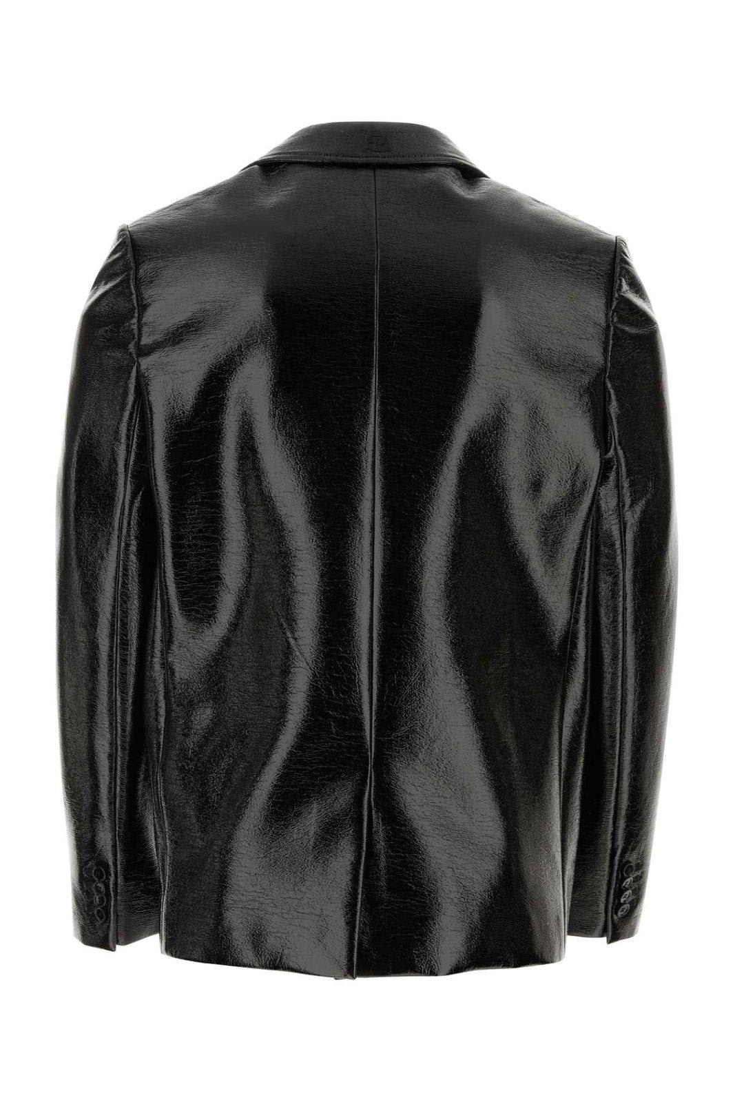 Shop Courrèges Buttoned Leather Jacket In Black