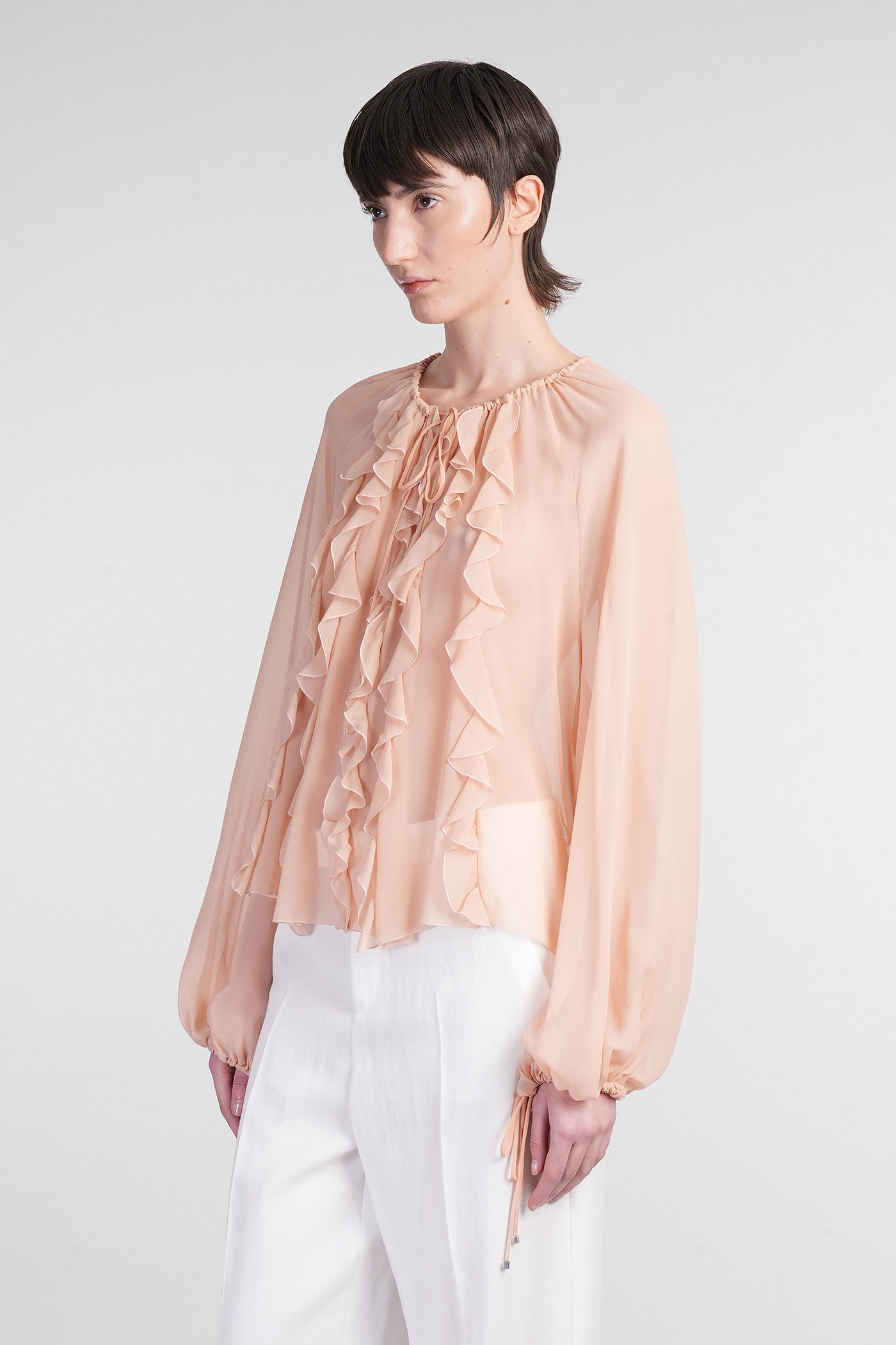 Blumarine Long-sleeved Shirt In Rose-pink