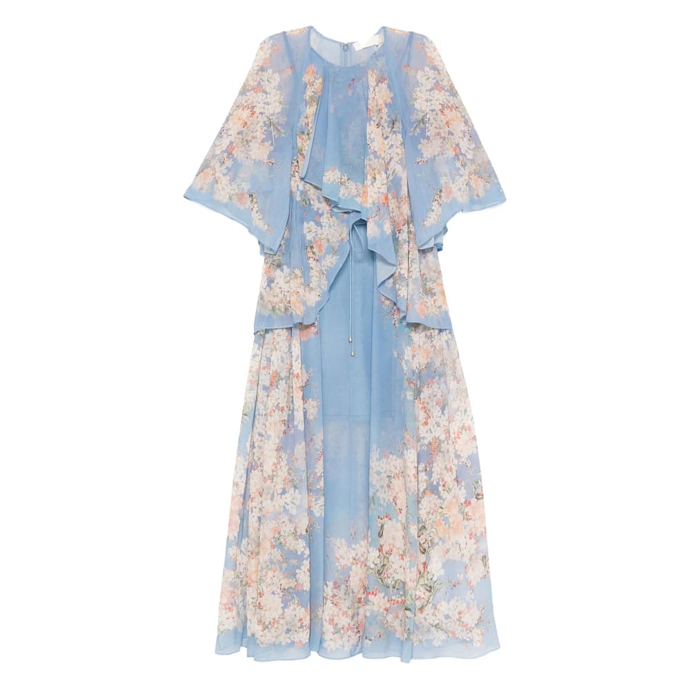 Zimmermann Maxi Floral-printed Silk Cotton Dress With Ruffles In Multi