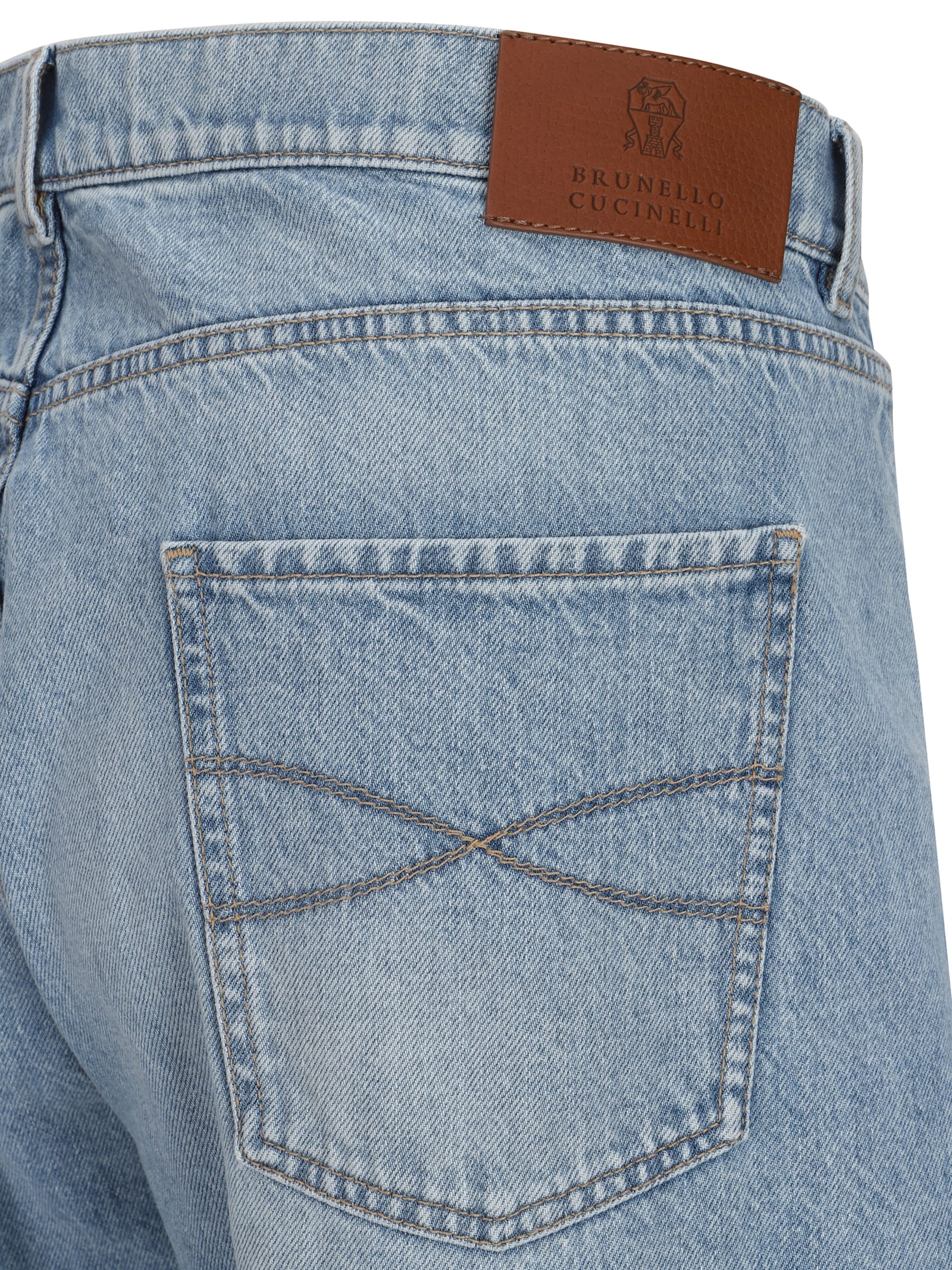 Shop Brunello Cucinelli Jeans In Denim Chiaro Old