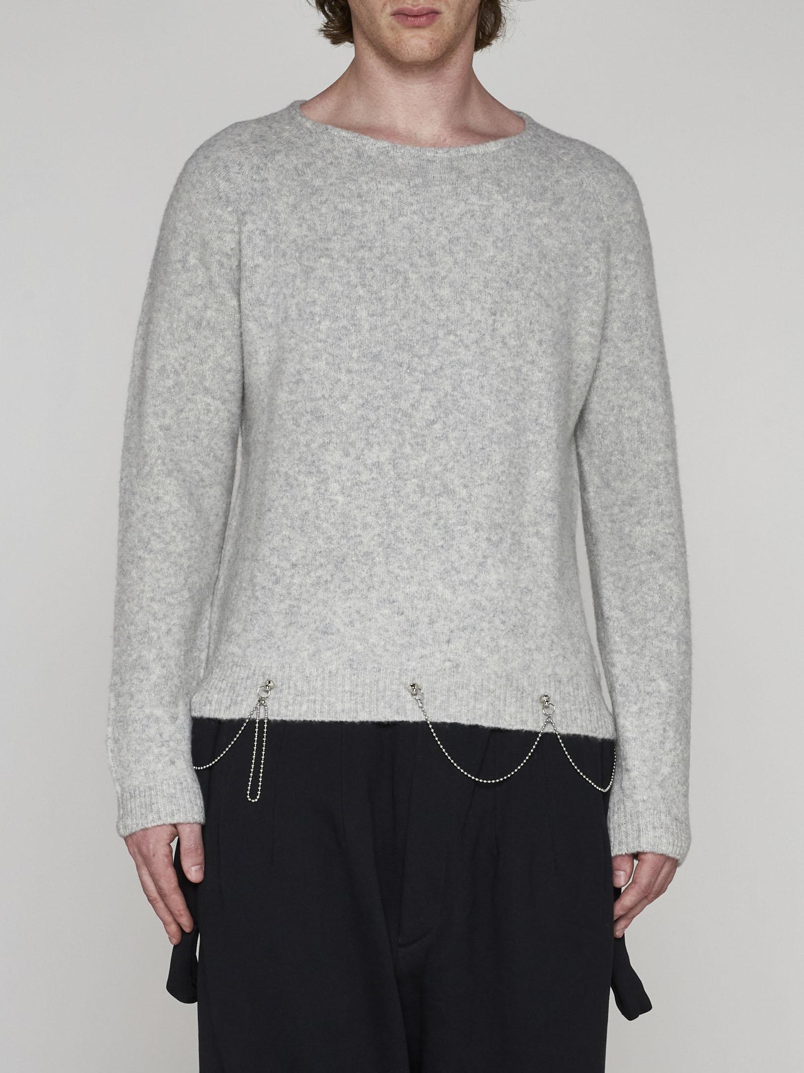 Shop Random Identities Chain-detail Wool-blend Sweater In Light Grey