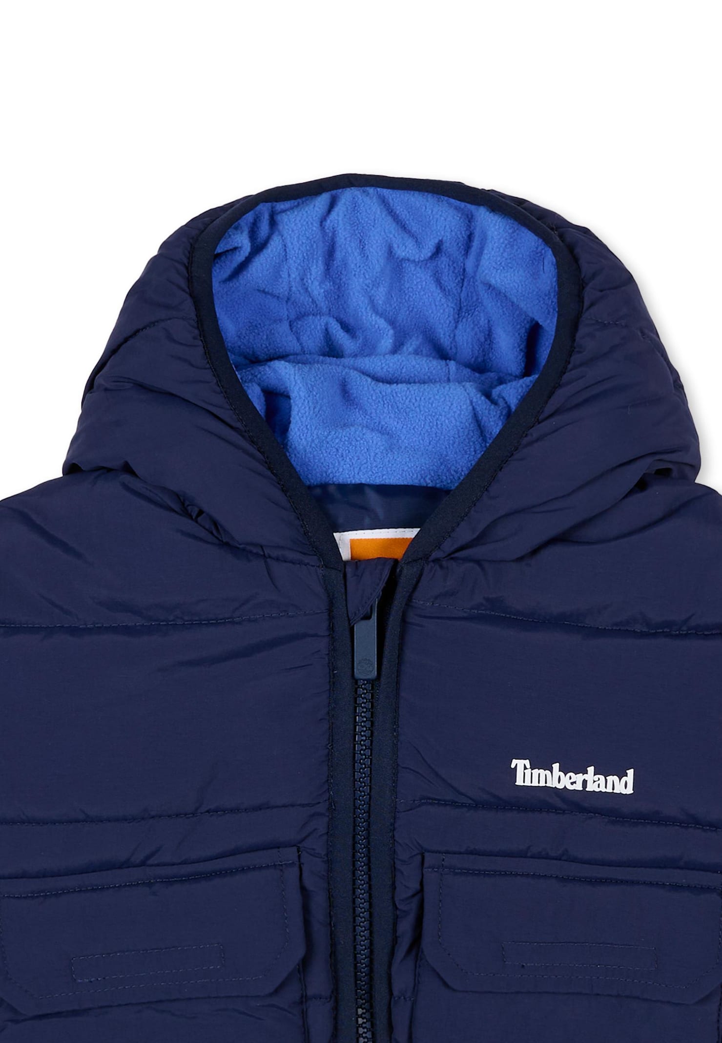 Timberland Blue Down Jacket For Baby Boy With Logo In Blue