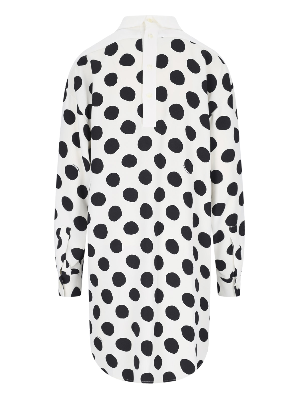 Marni Womens Iris Blue Polka Dot Curved-hem Stretch-woven Mini Dress In White