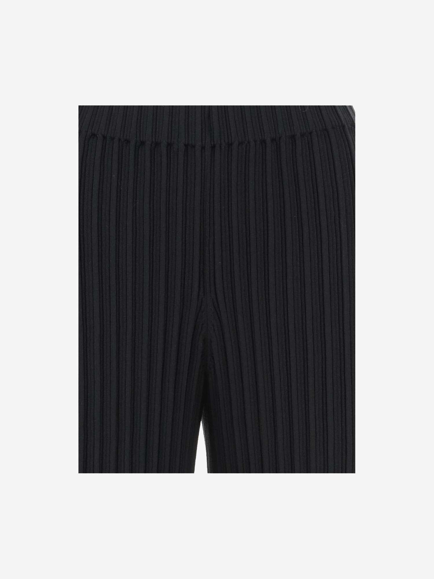 Shop By Malene Birger Ribbed Cotton Blend Pants In Black