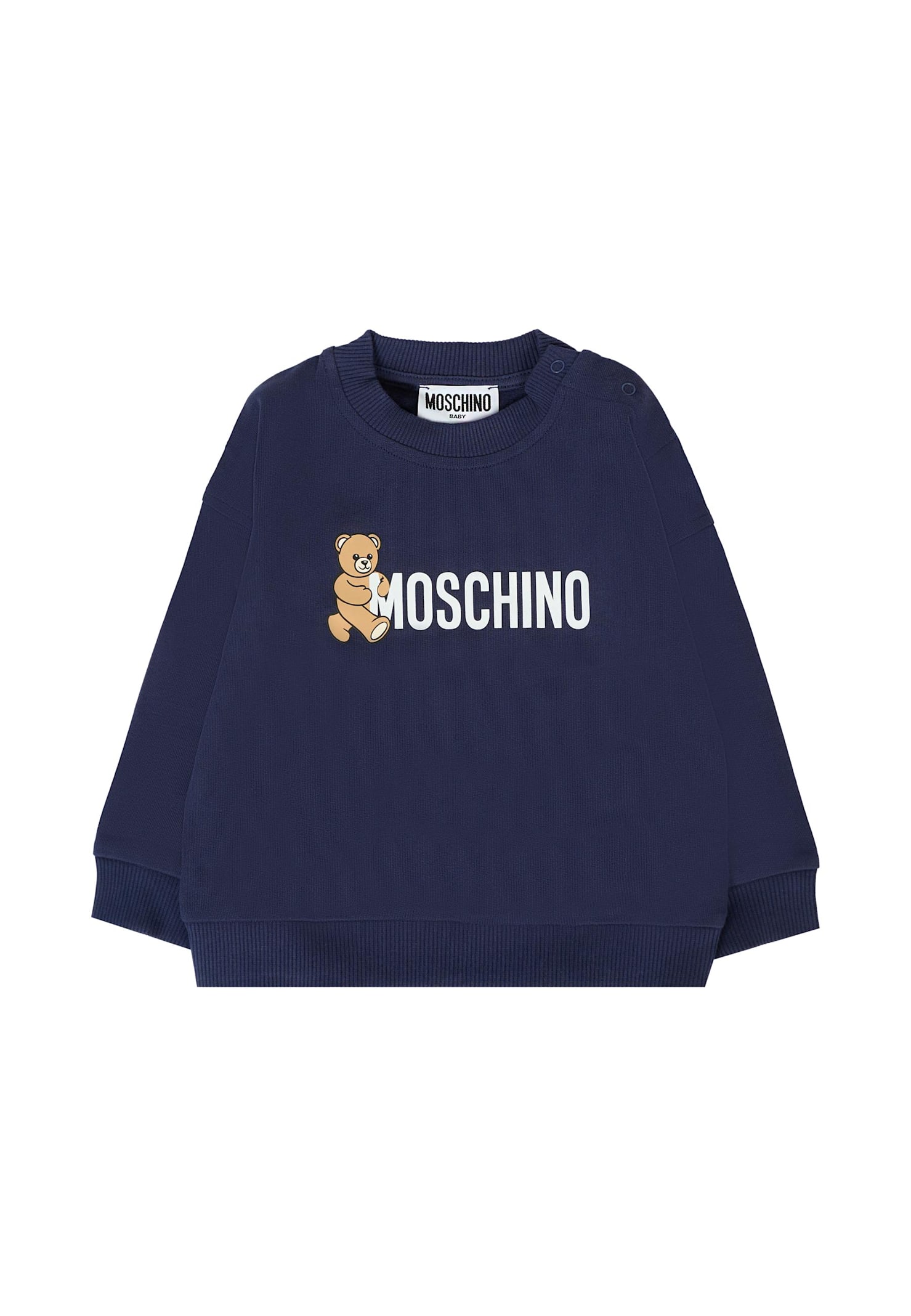 Moschino Blue Sweatshirt For Babykids With Logo In Blue