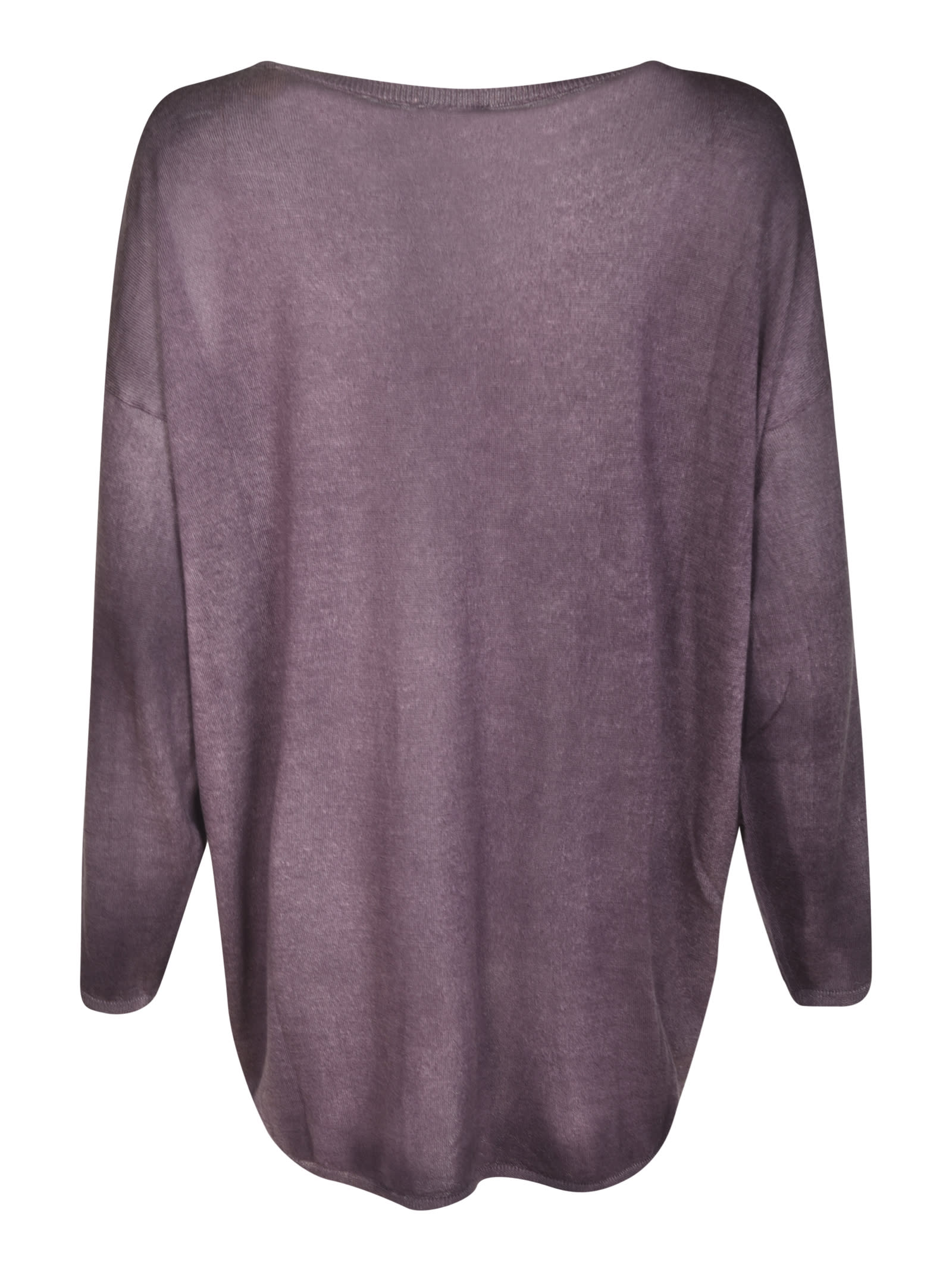 Shop Avant Toi Round Neck Plain Printed Sweater In Purple