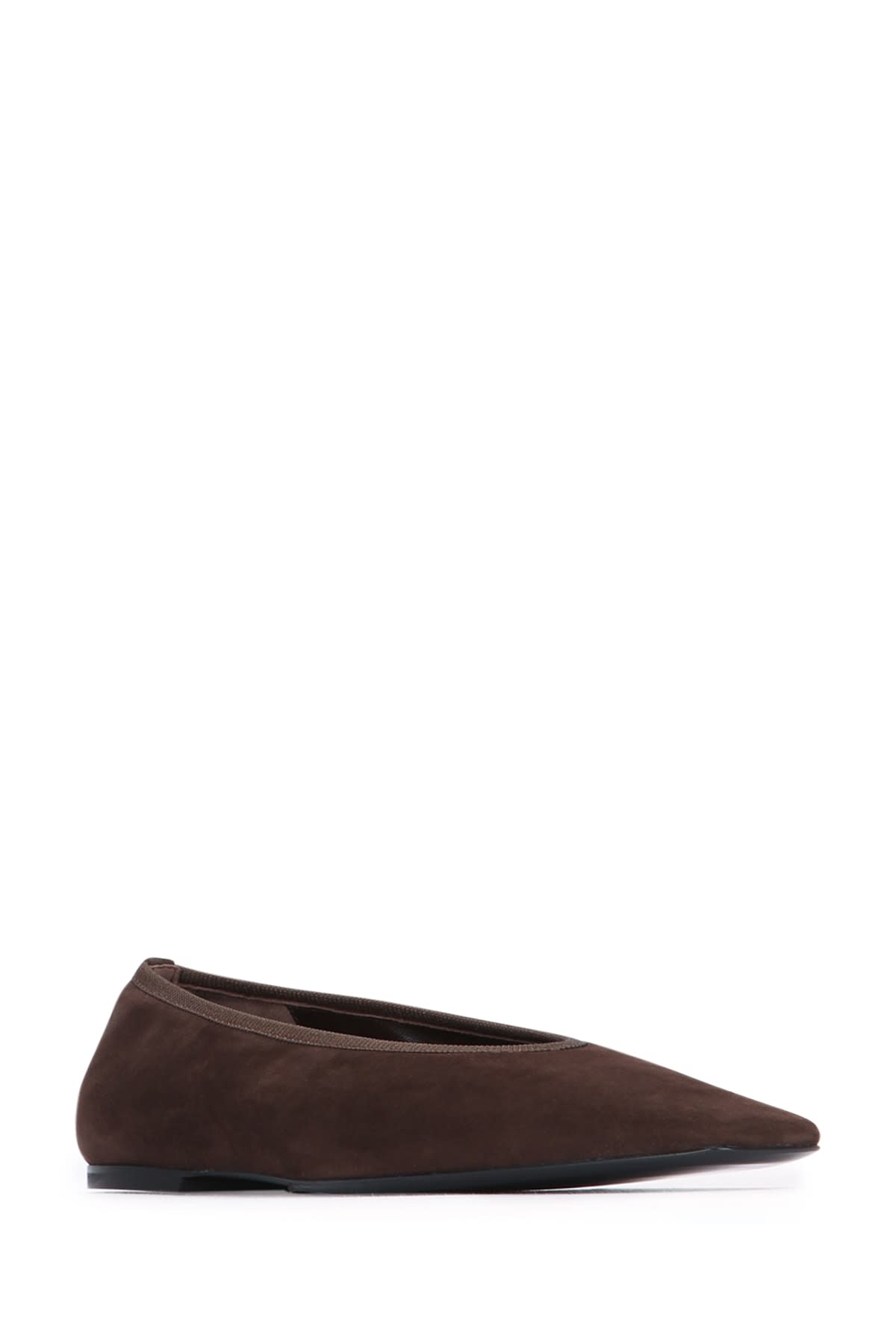 Totême Minimalist Suede Pointed-toe Flats In Brown